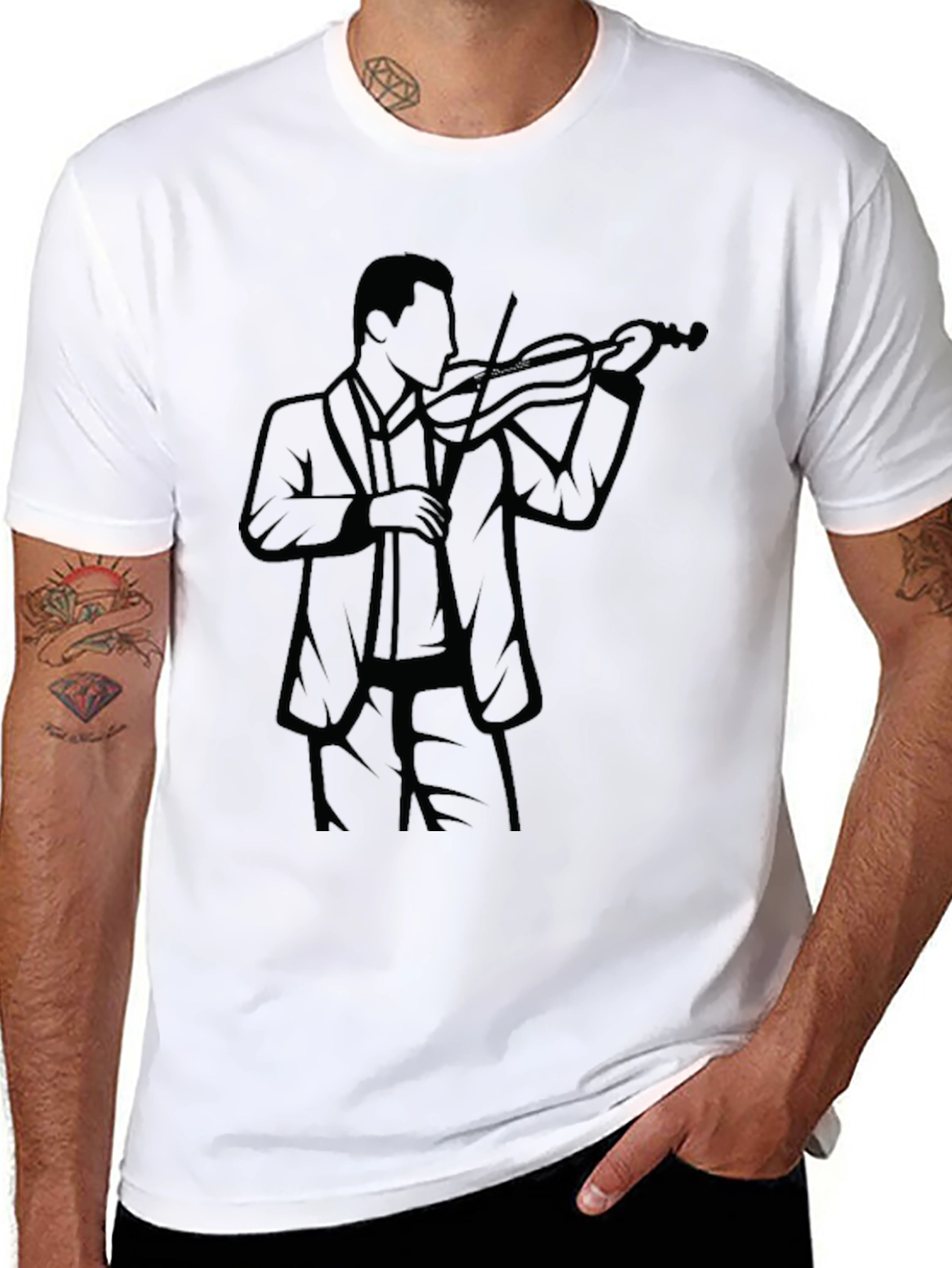 Violinist Silhouette Black T-Shirt