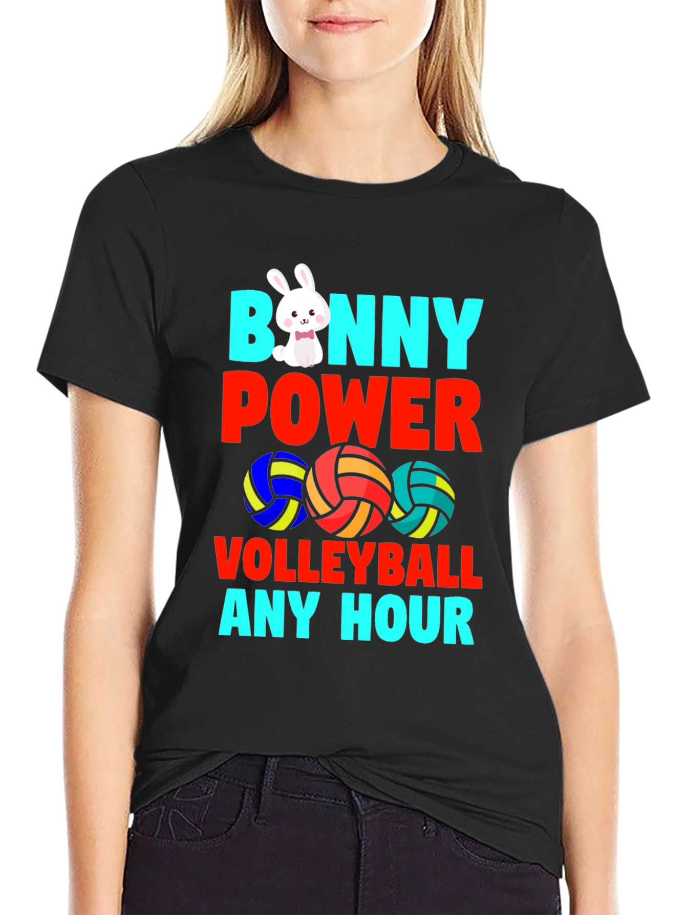 Bunny Power Volleyball Graphic Tee