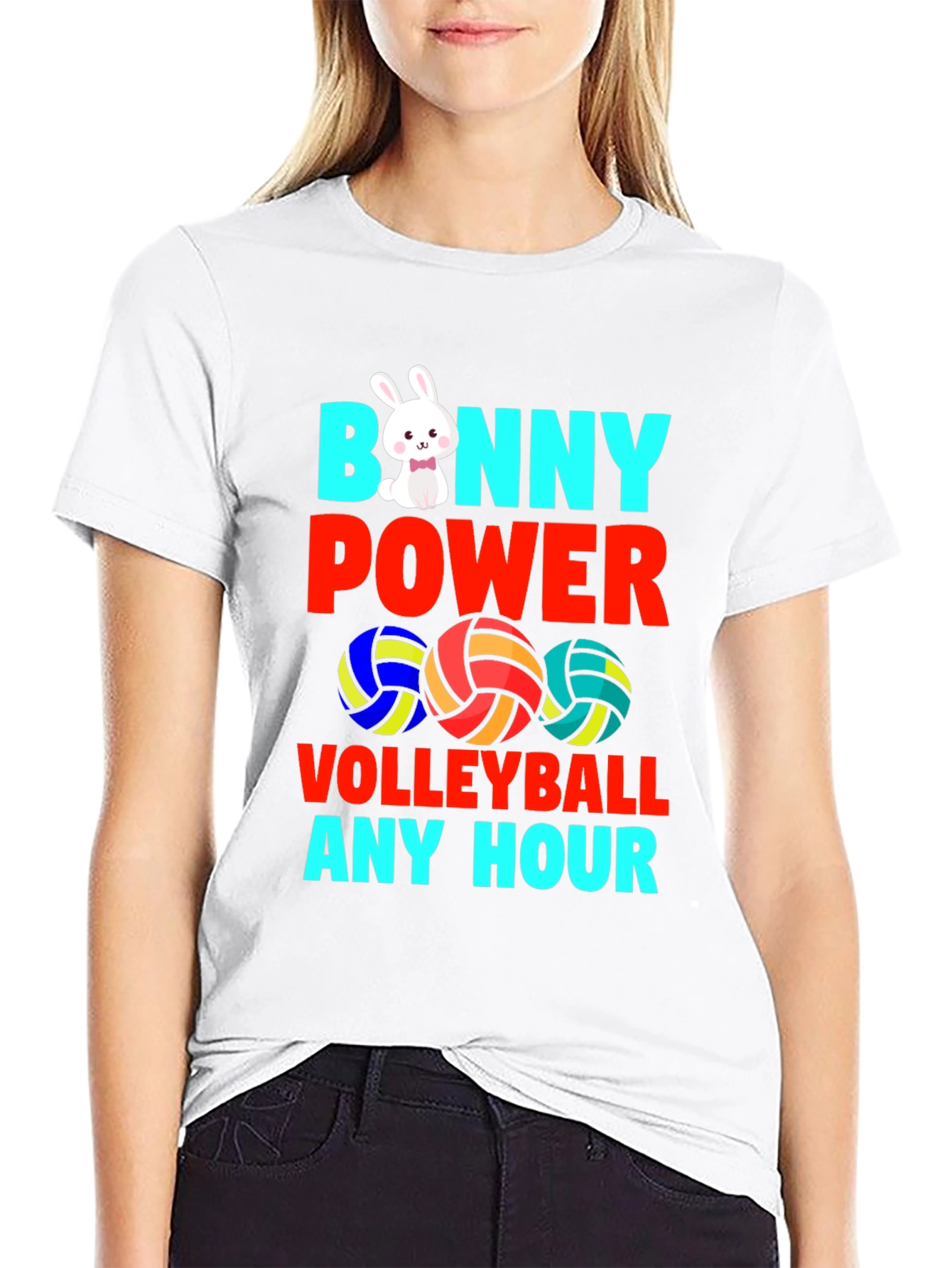 Bunny Power Volleyball Graphic Tee