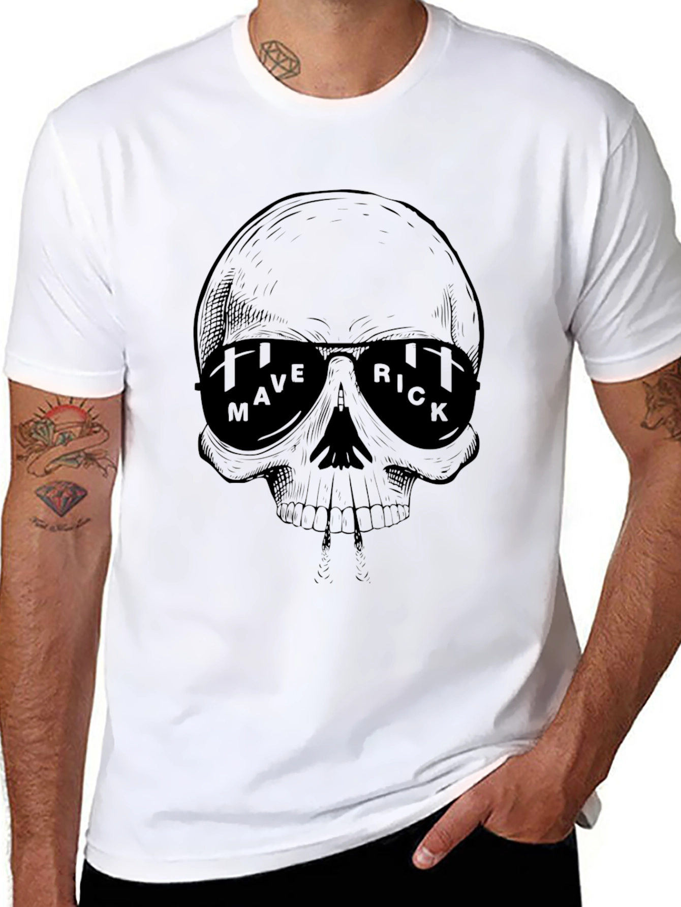 Maverick Skull Graphic Black T-Shirt