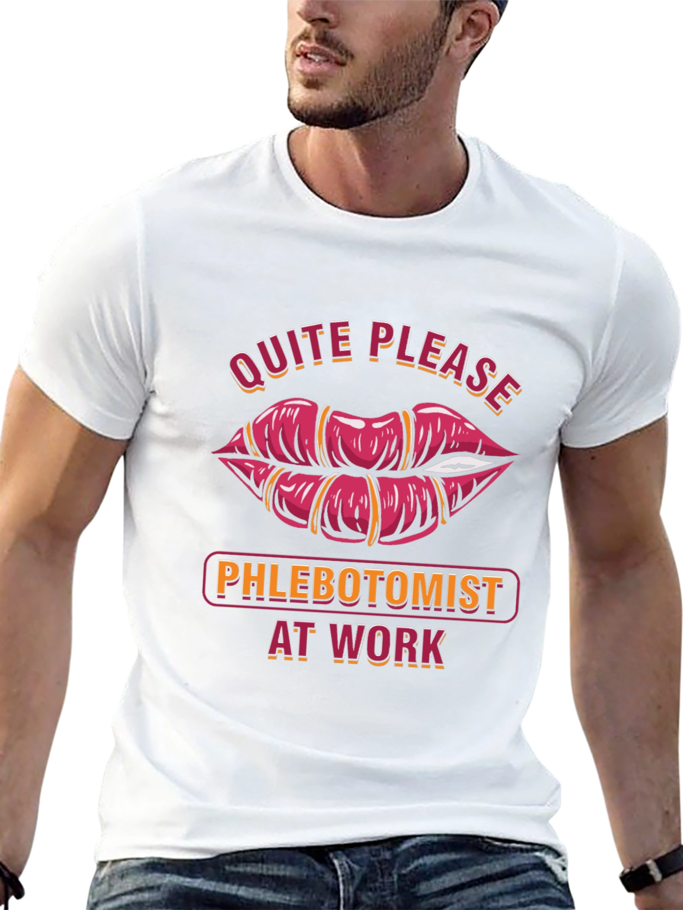 Phlebotomist at Work Funny Lips Graphic T-Shirt