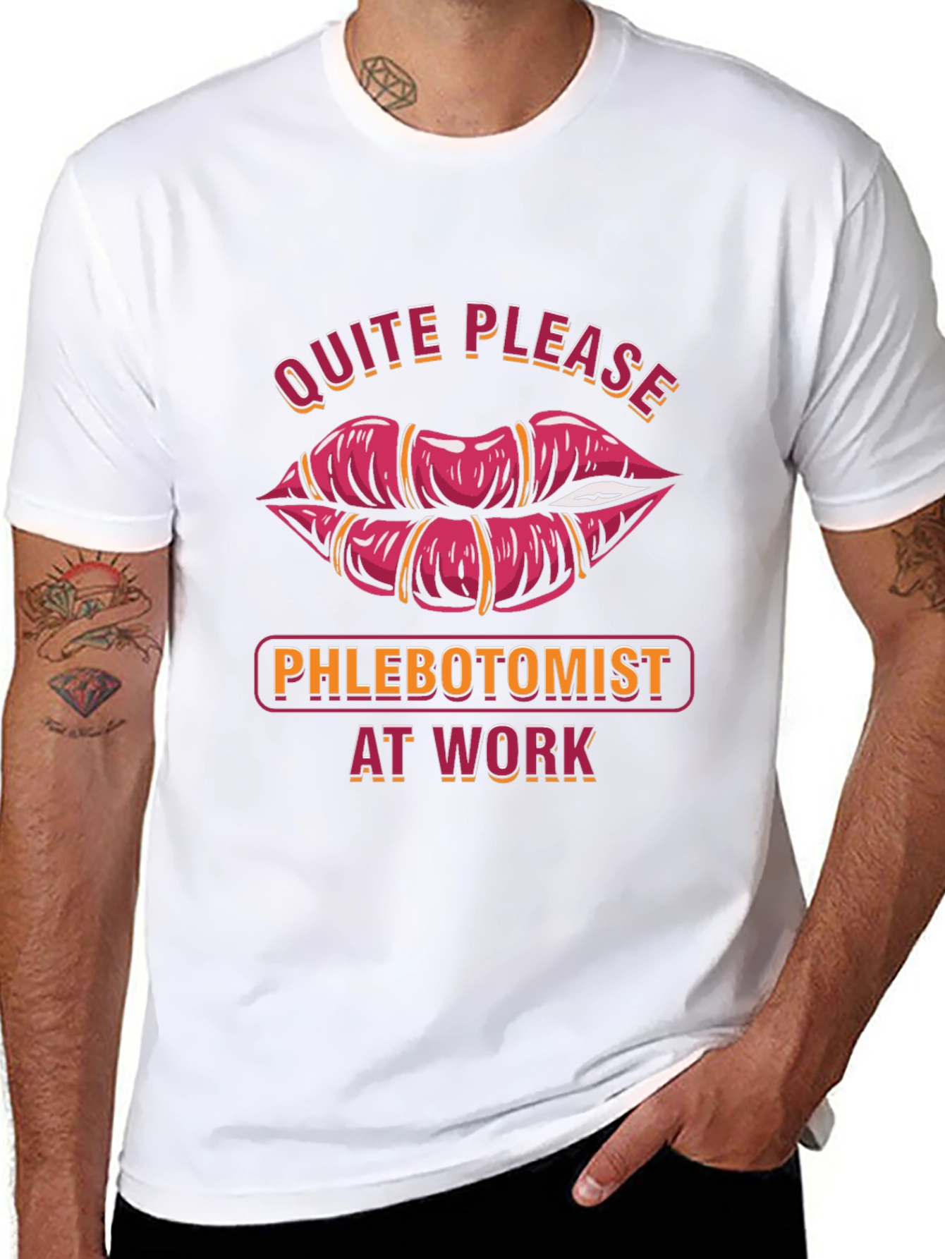Phlebotomist at Work Funny Lips Graphic T-Shirt