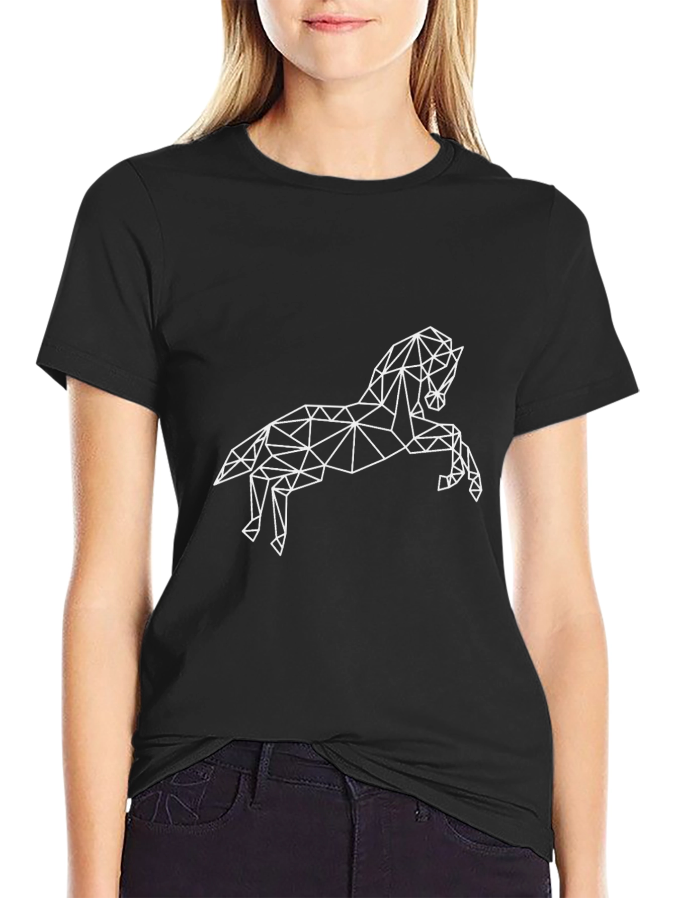 Geometric Horse Graphic Tee - Black