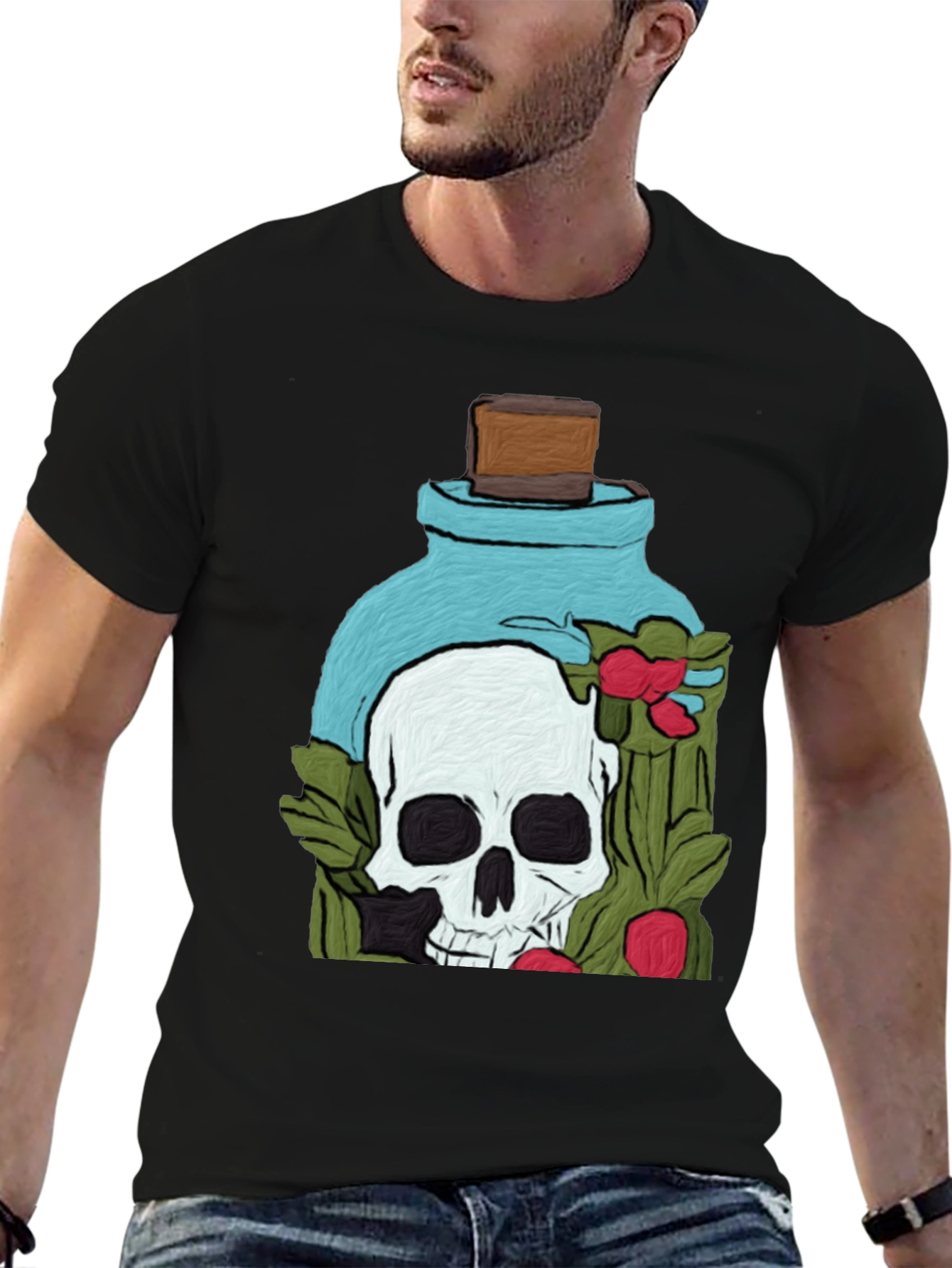Skull Potion T-Shirt - Artistic Death Elixir Design