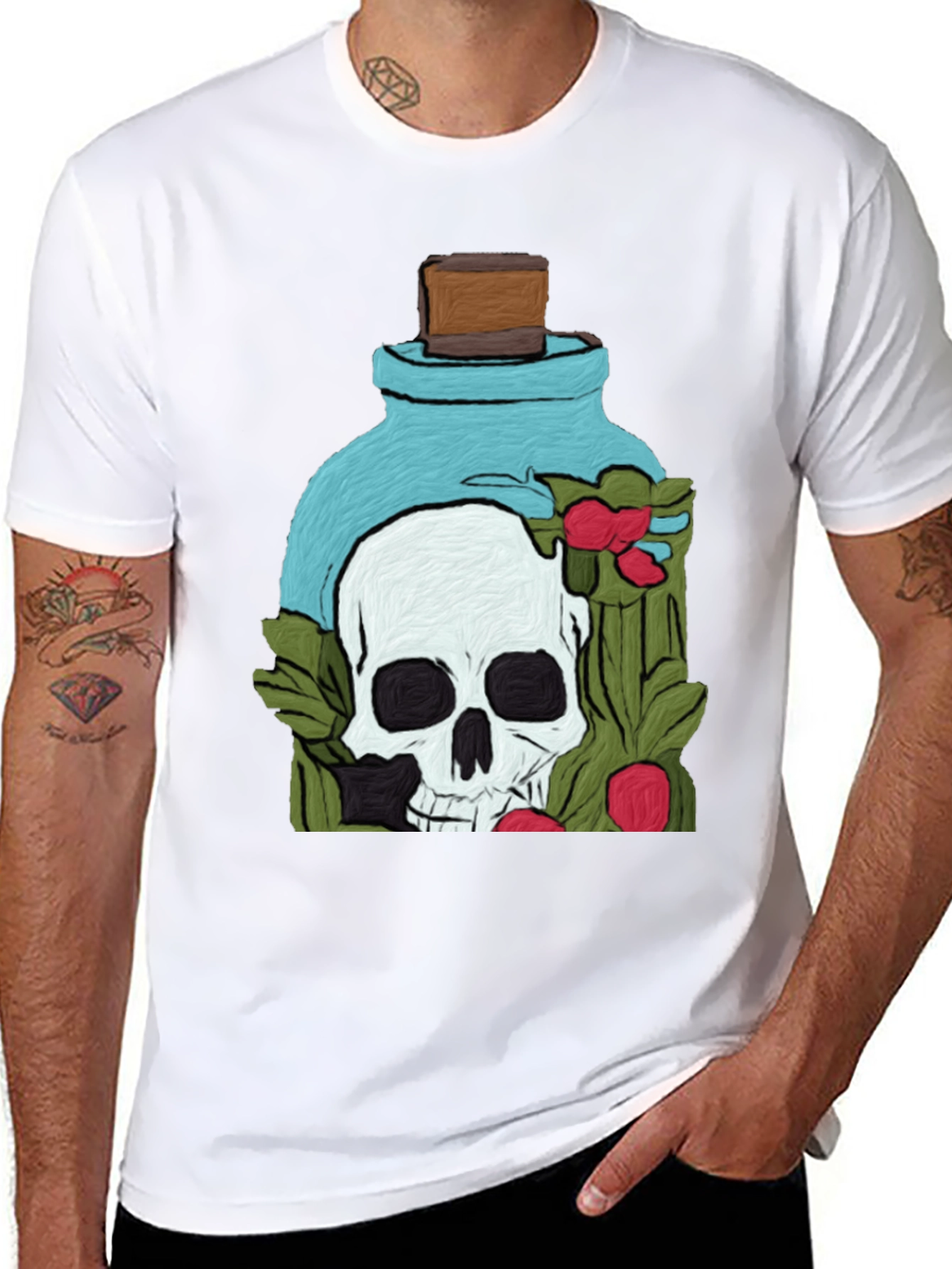 Skull Potion T-Shirt - Artistic Death Elixir Design