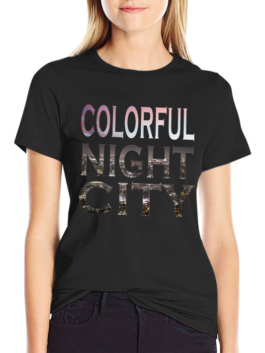 Colorful Night City Graphic T-Shirt
