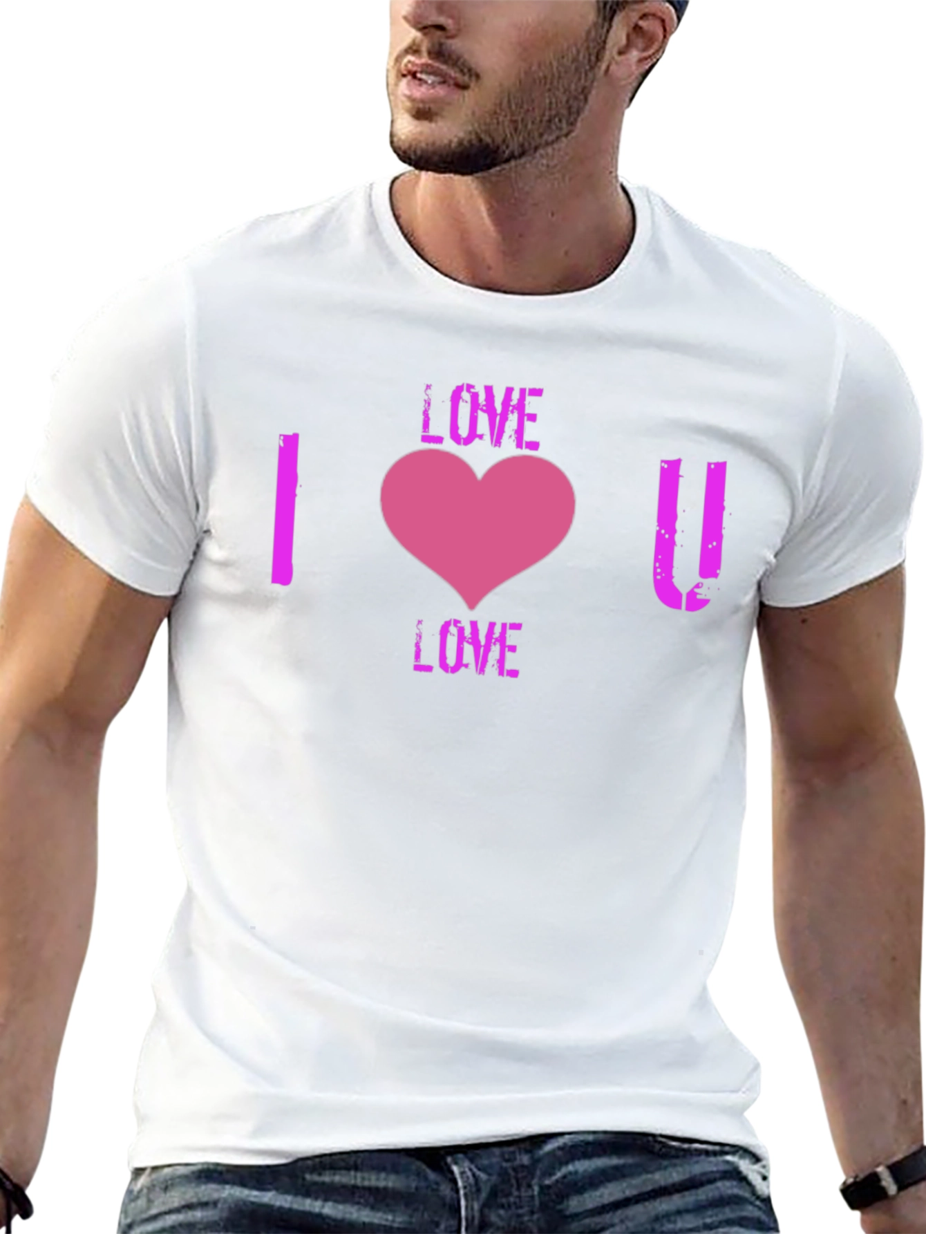 I Love You Heart Graphic T-Shirt - Black