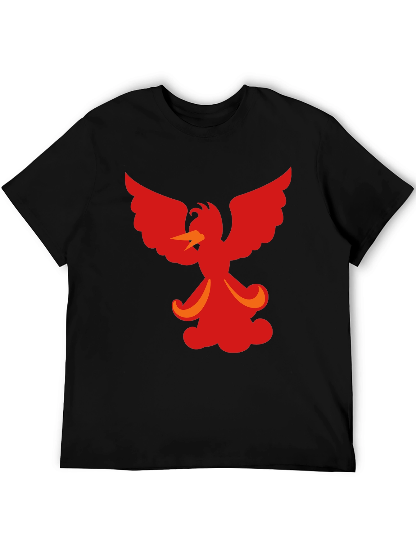 Fiery Phoenix Graphic Tee - Black Cotton Blend