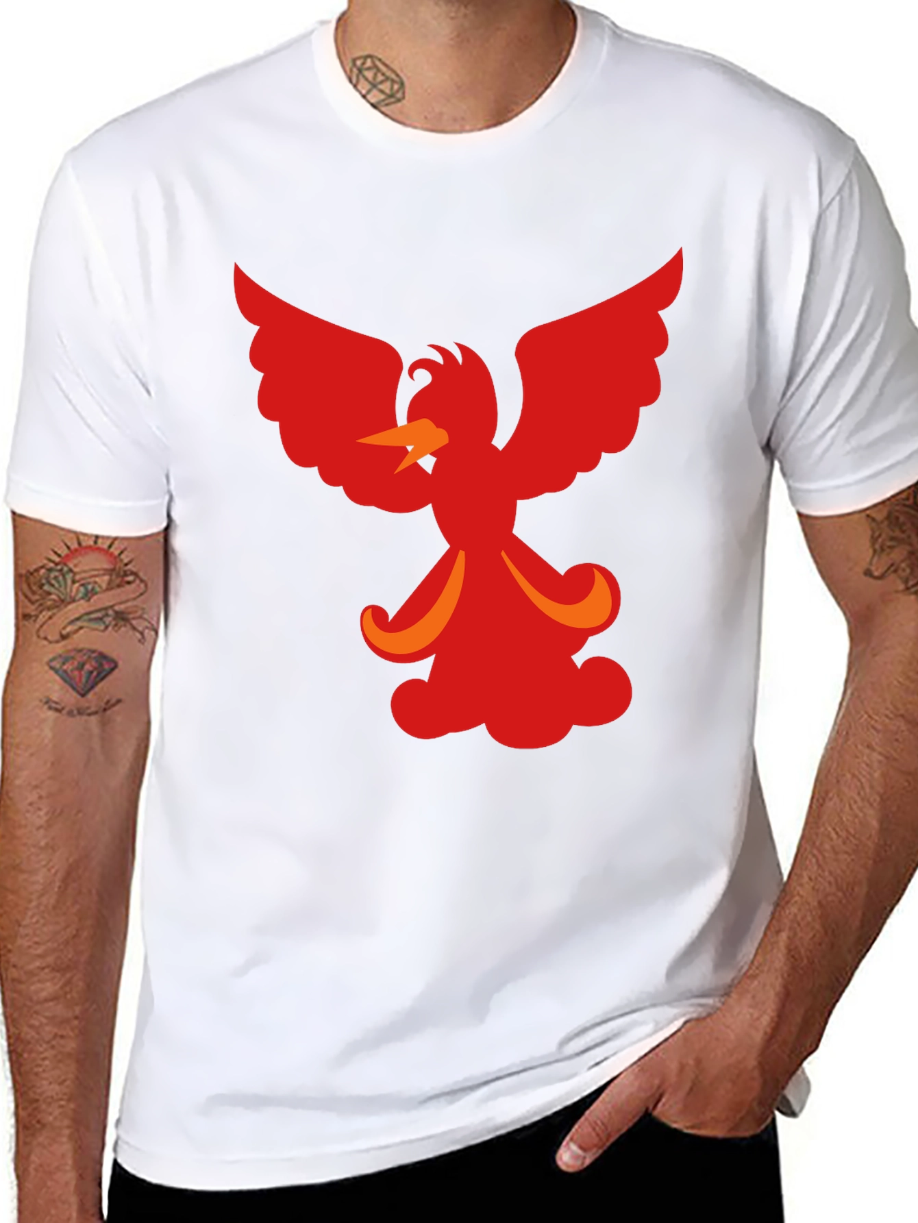 Fiery Phoenix Graphic Tee - Black Cotton Blend