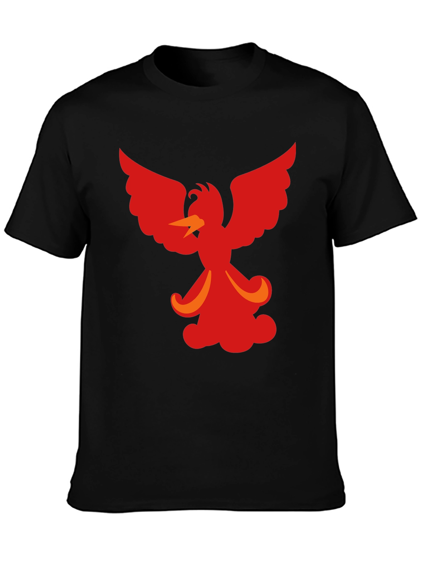 Fiery Phoenix Graphic Tee - Black Cotton Blend