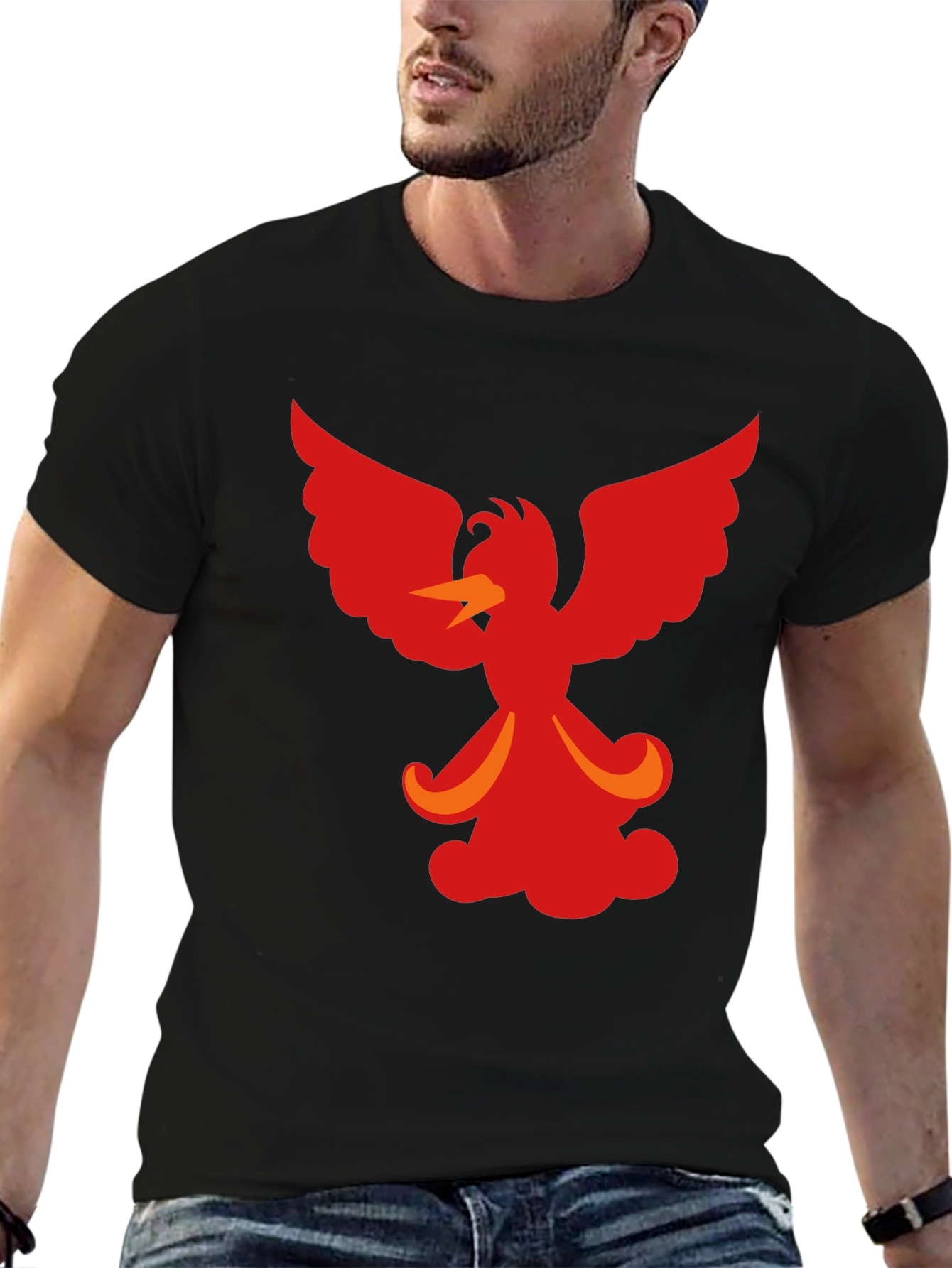 Fiery Phoenix Graphic Tee - Black Cotton Blend