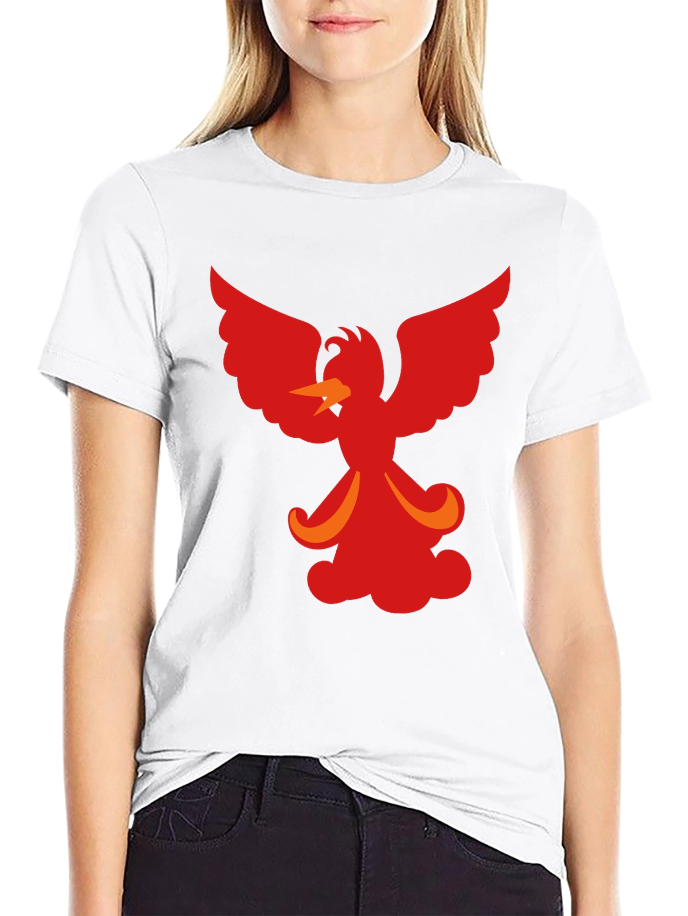 Fiery Phoenix Graphic Tee - Black Cotton Blend