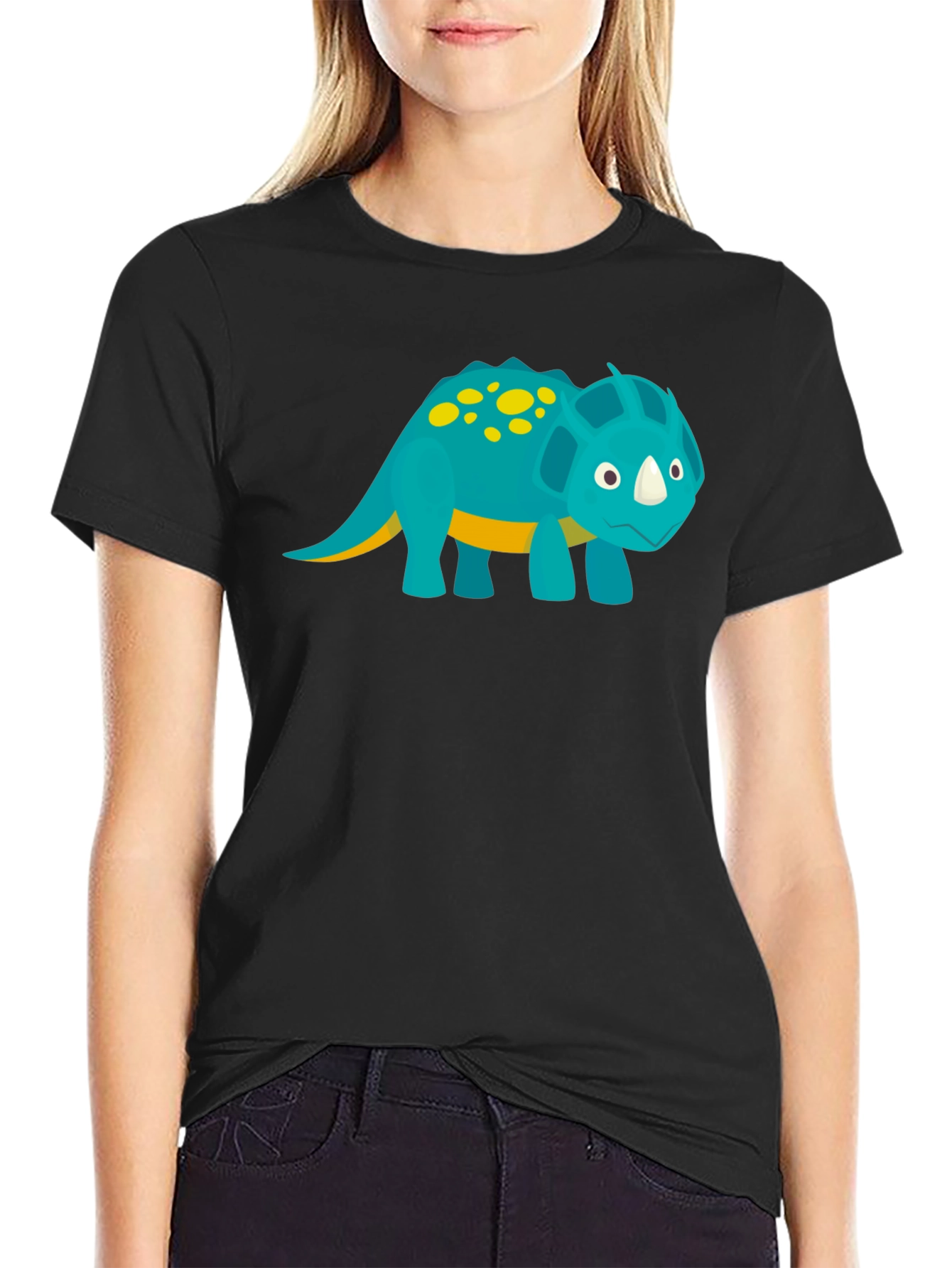Dino Graphic Tee - Black Cotton T-Shirt