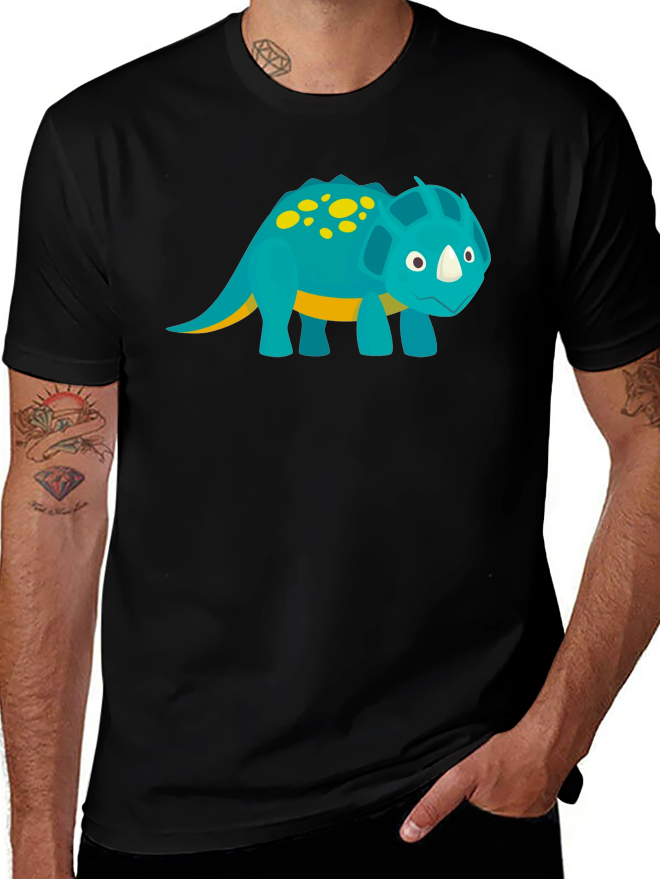 Dino Graphic Tee - Black Cotton T-Shirt