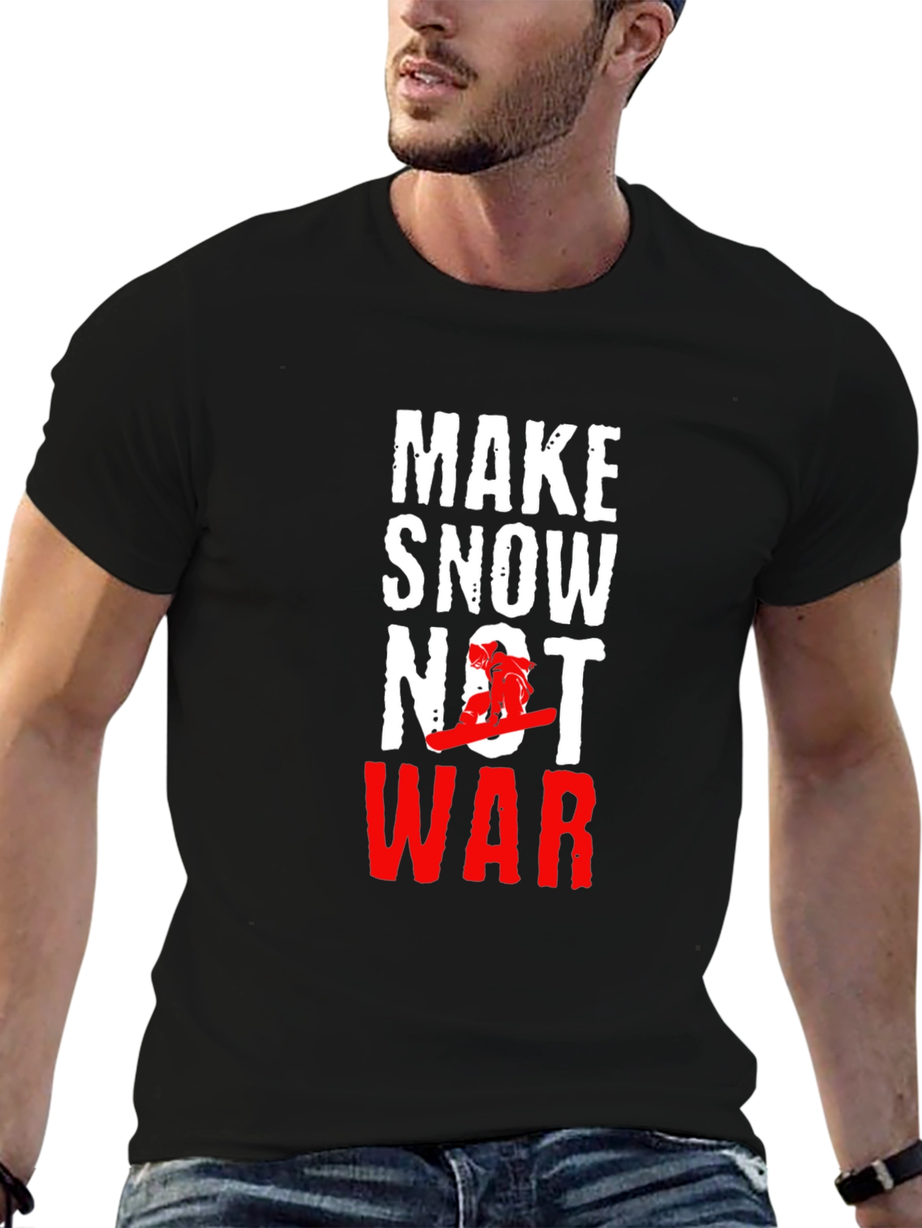 Make Snow Not War Black Graphic Tee