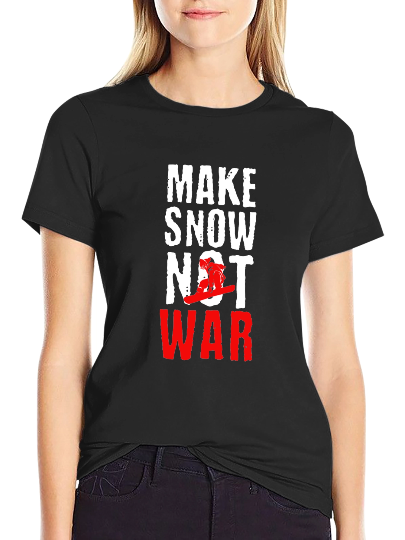 Make Snow Not War Black Graphic Tee