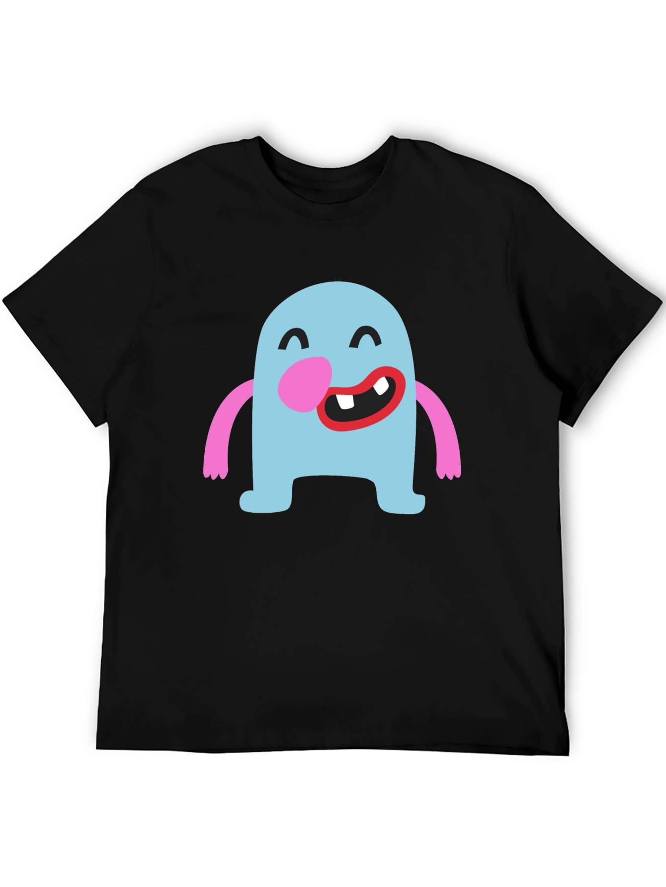 Fun Cartoon Monster Graphic Black T-Shirt