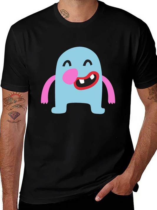 Fun Cartoon Monster Graphic Black T-Shirt