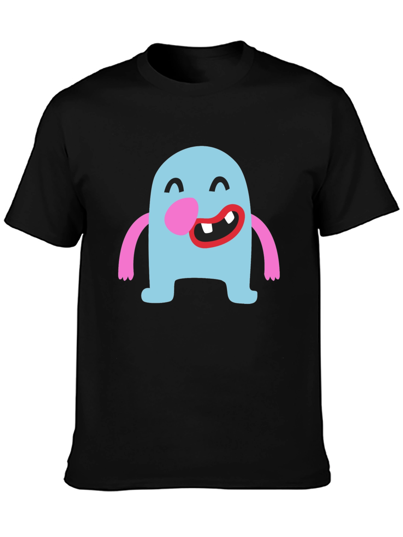 Fun Cartoon Monster Graphic Black T-Shirt