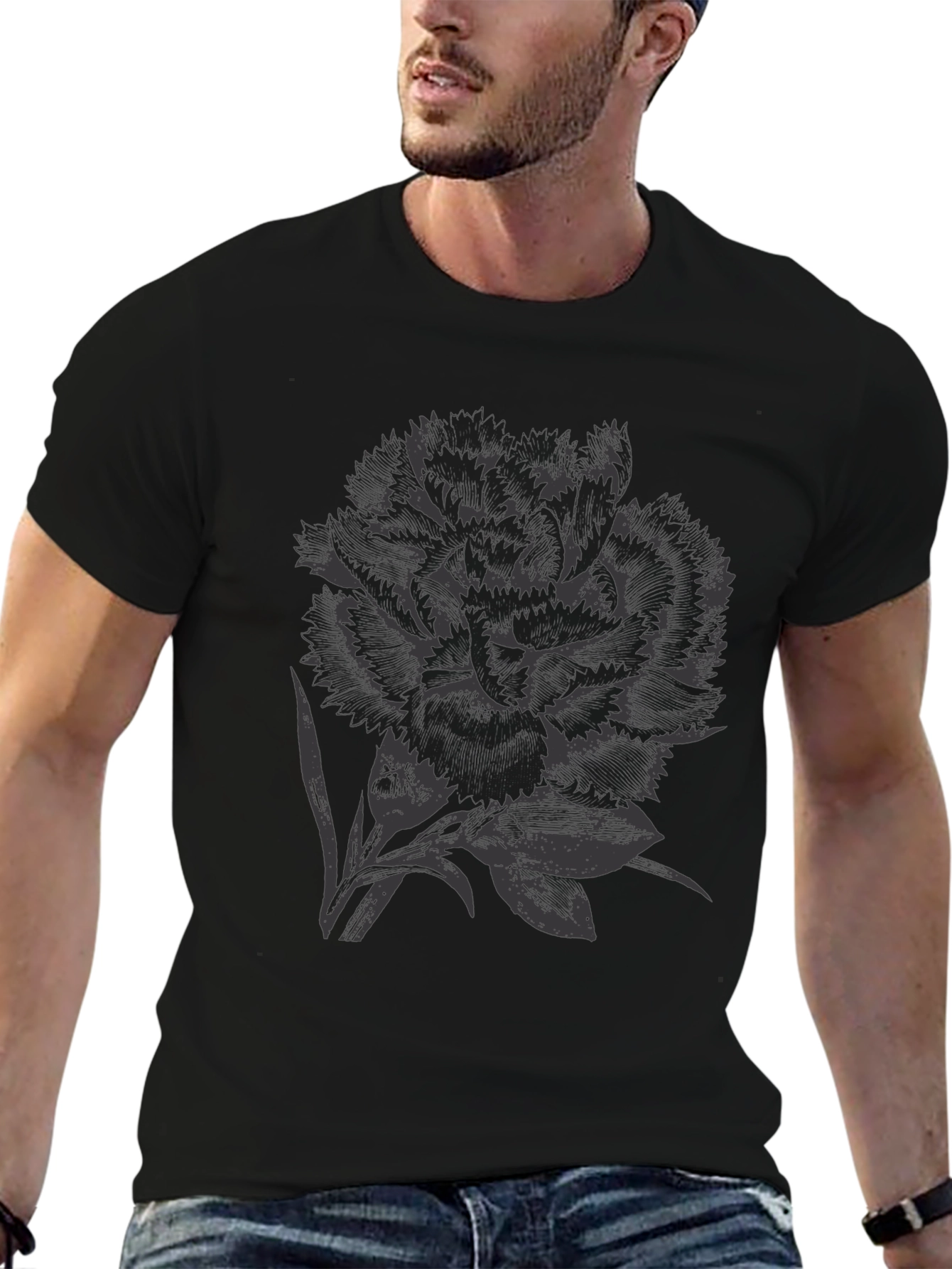 Black Floral Graphic Tee - Stylish Mens Shirt