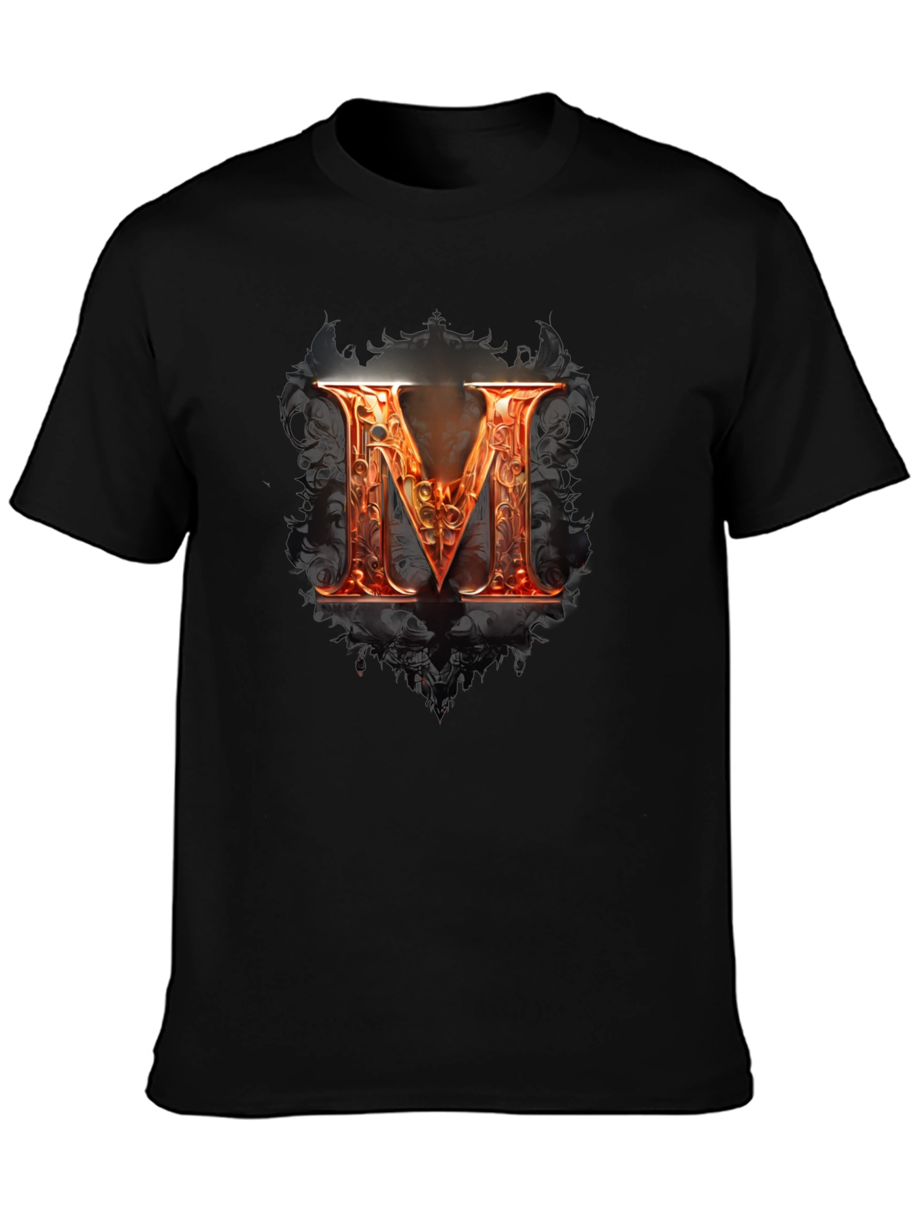 Fiery Letter M Graphic Tee - Bold Design