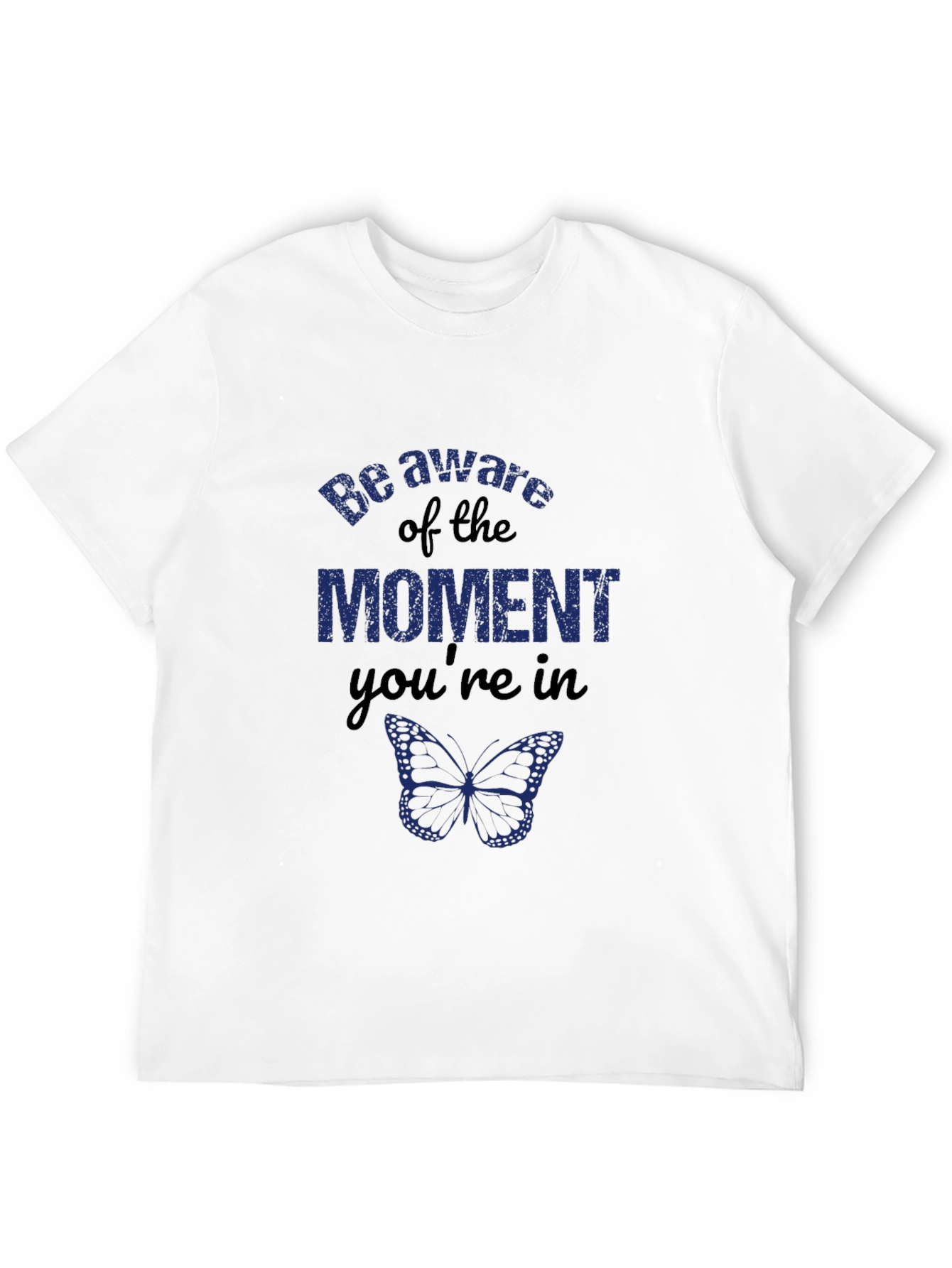 Mindful Moment Black Graphic Tee - Butterfly Design
