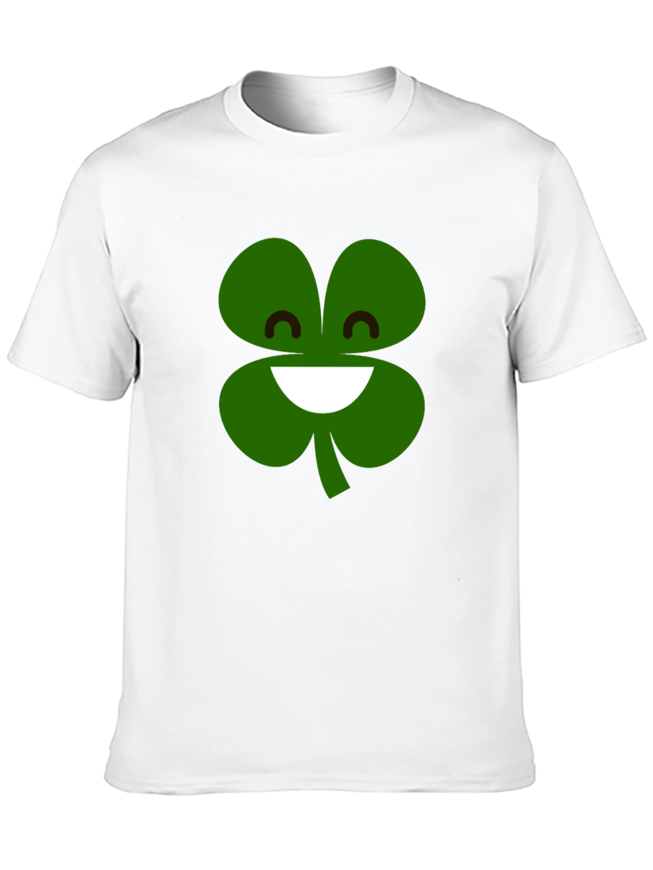 Lucky Clover Smiling Face T-Shirt - Black