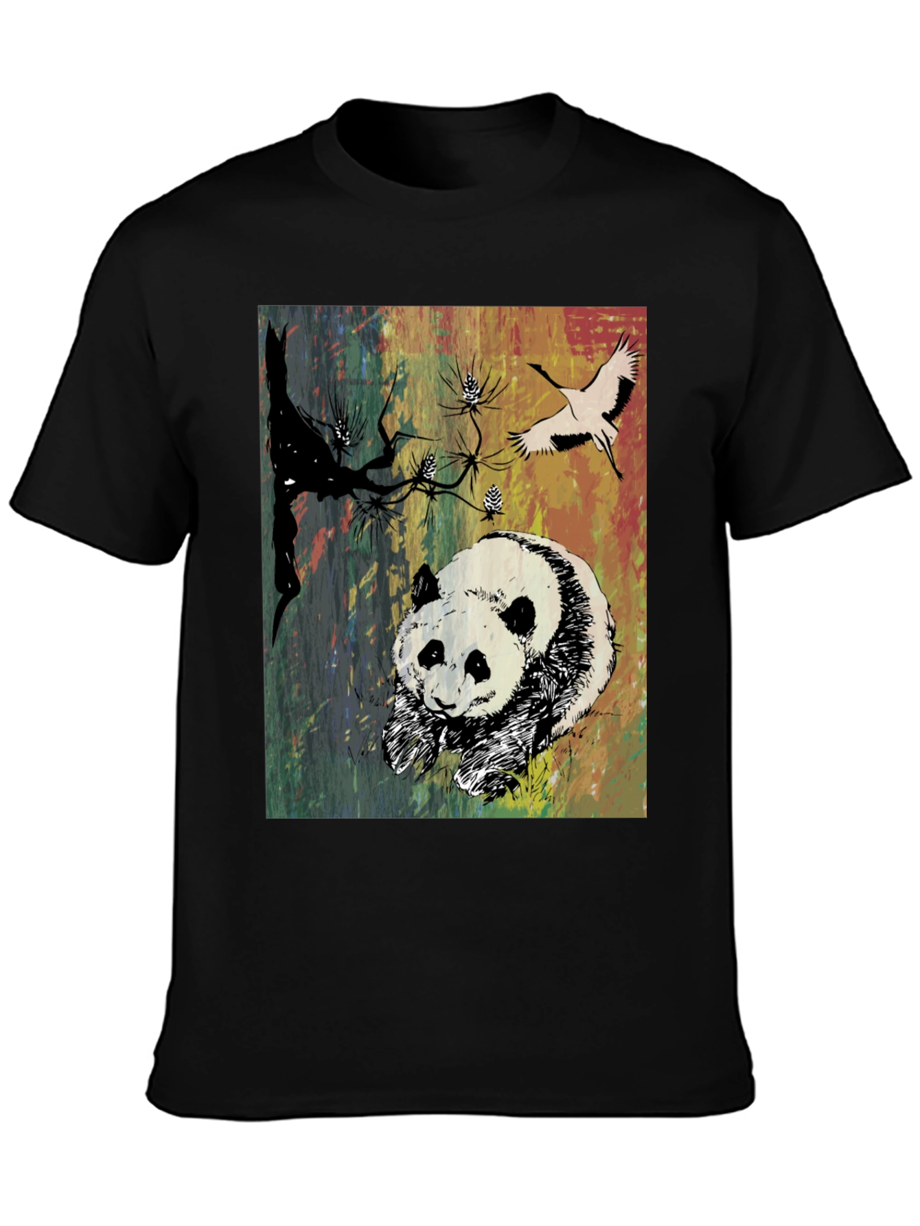 Panda Art Graphic Tee - Stylish Crew Neck T-Shirt