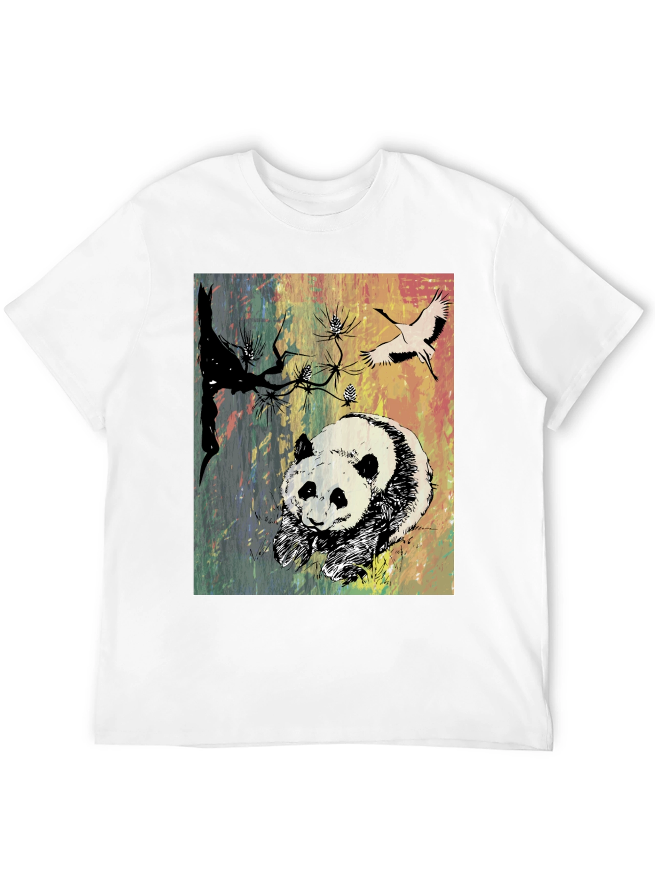 Panda Art Graphic Tee - Stylish Crew Neck T-Shirt