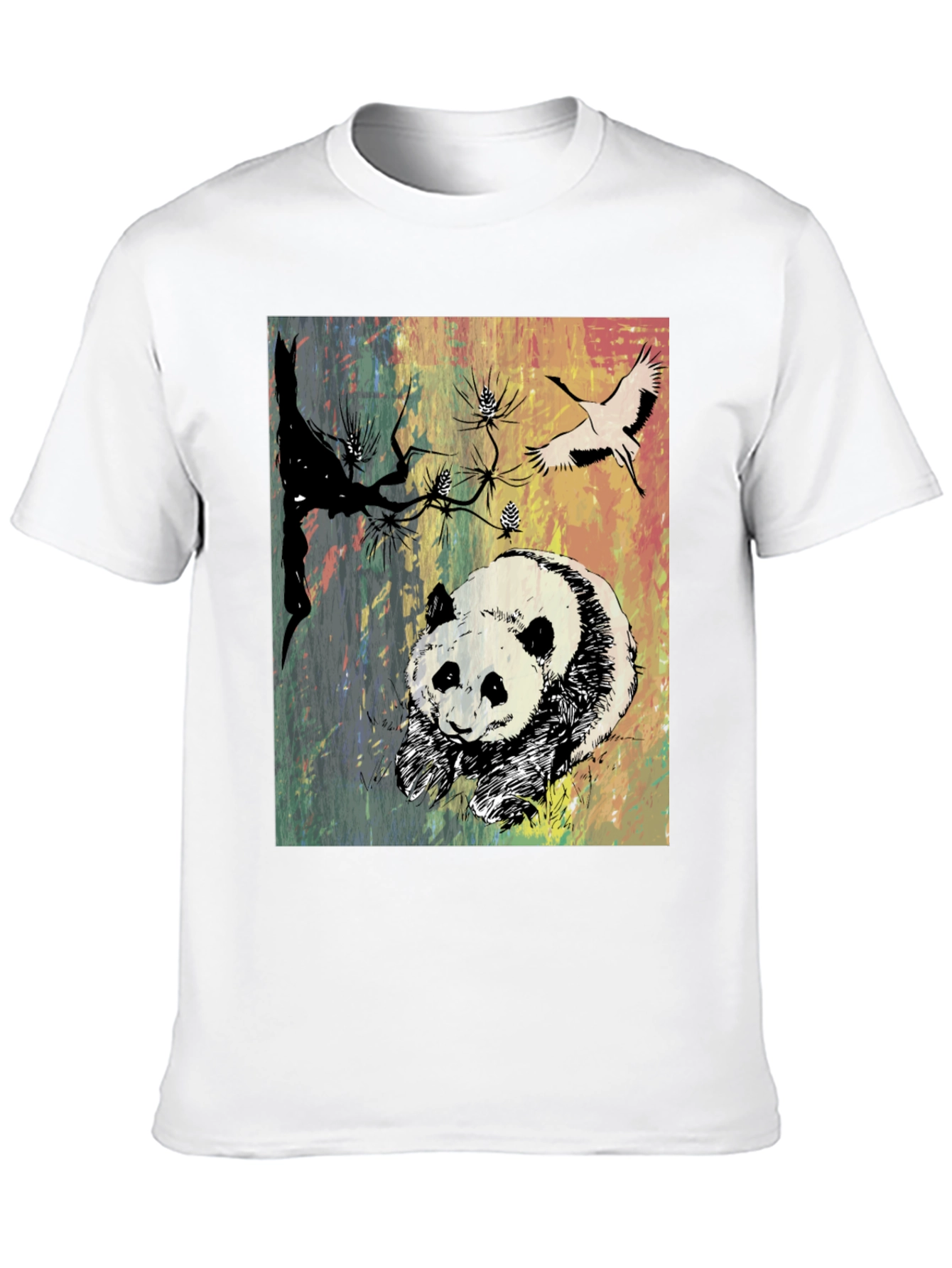 Panda Art Graphic Tee - Stylish Crew Neck T-Shirt