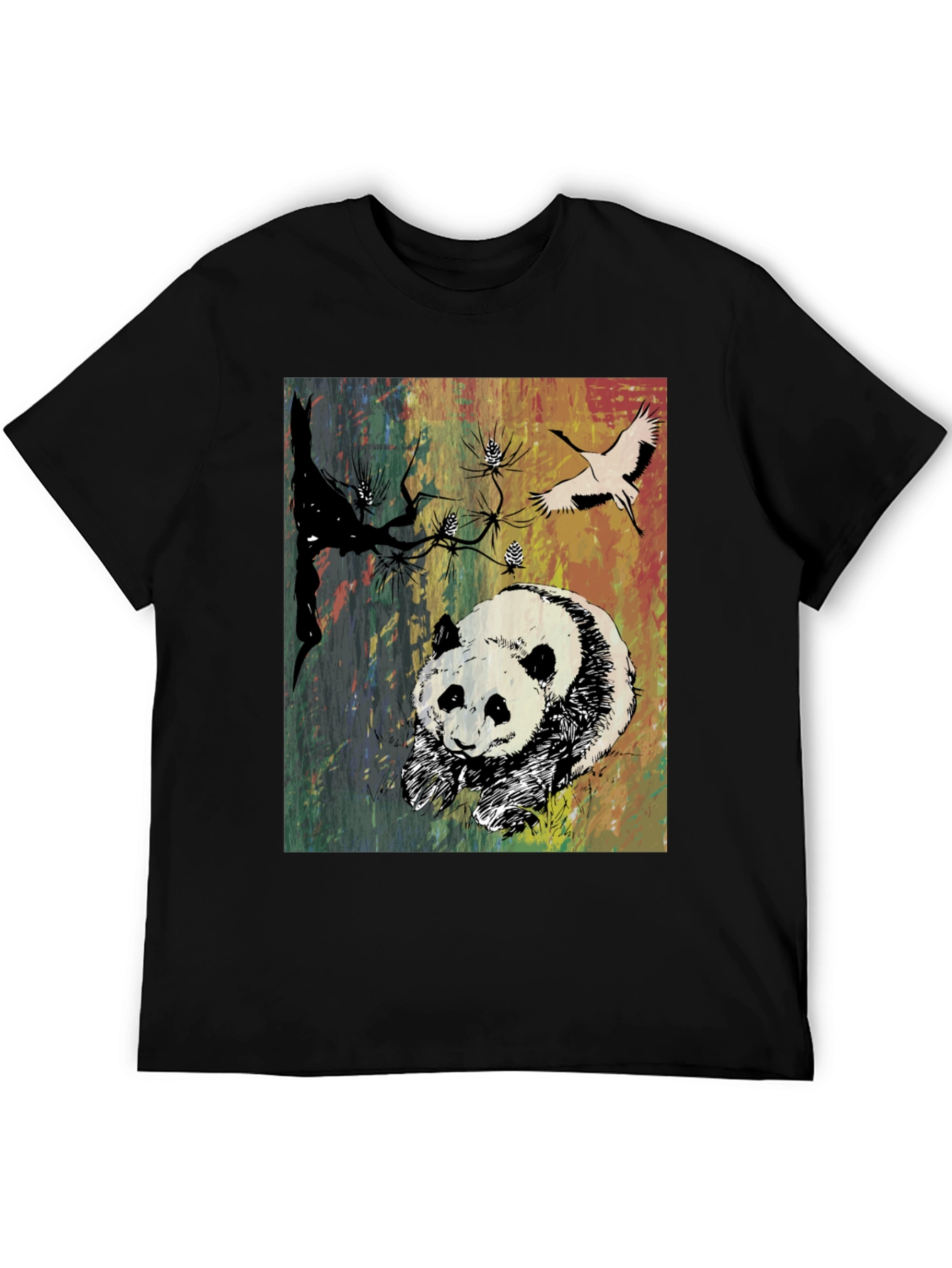 Panda Art Graphic Tee - Stylish Crew Neck T-Shirt