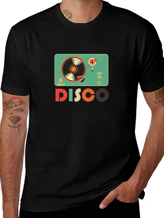 Retro Disco Turntable Graphic T-Shirt - Vintage Style