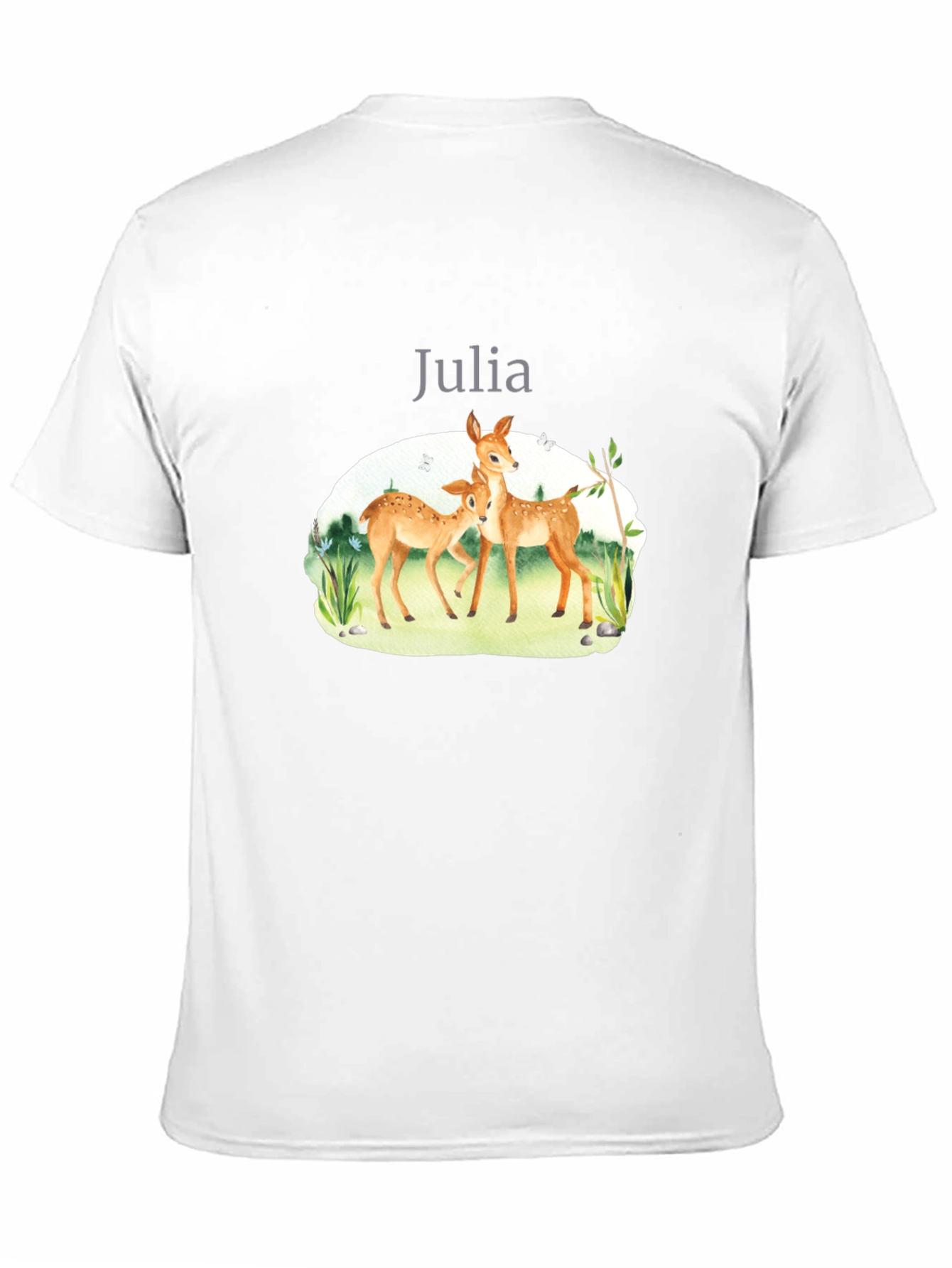 Deer Family Personalized Black T-Shirt