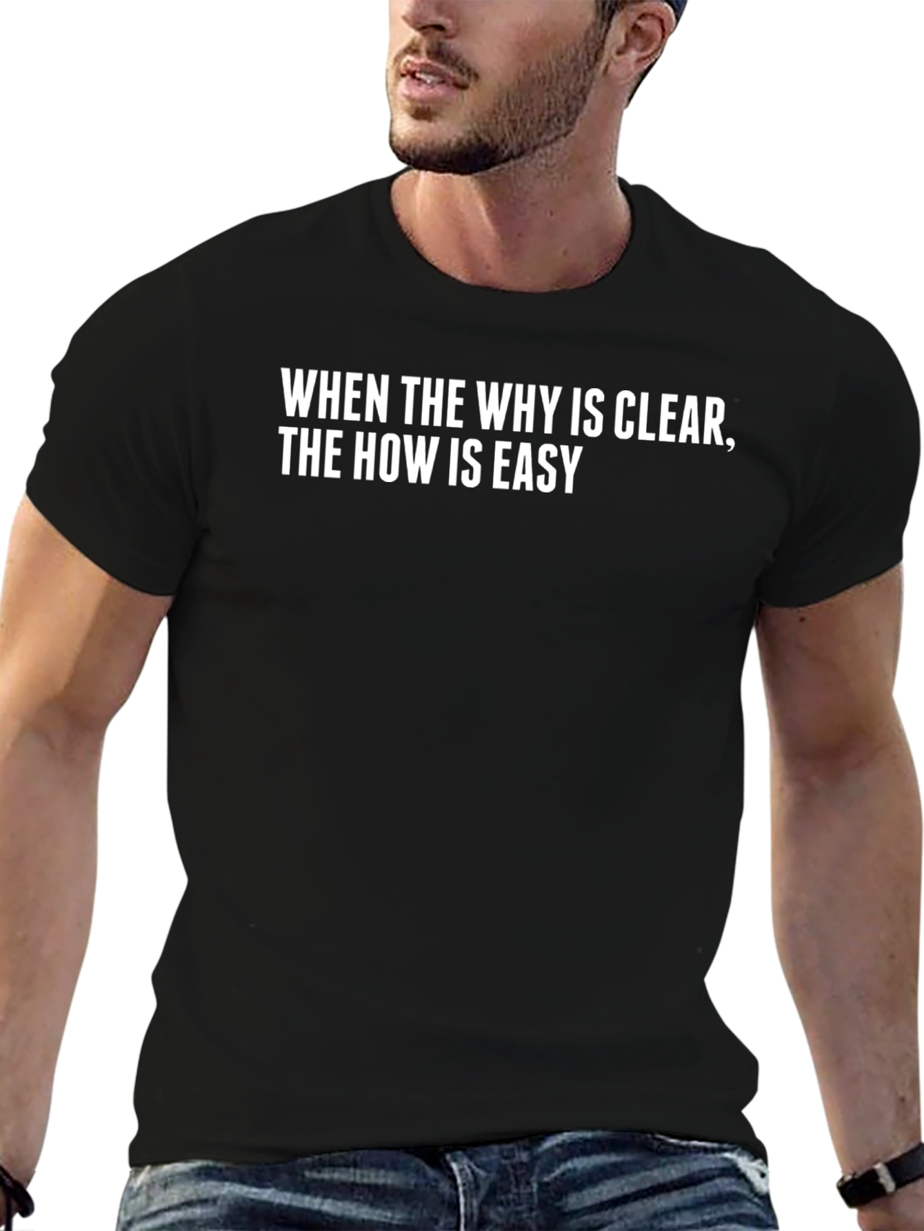 Inspirational Black T-Shirt: When The Why Is Clear...