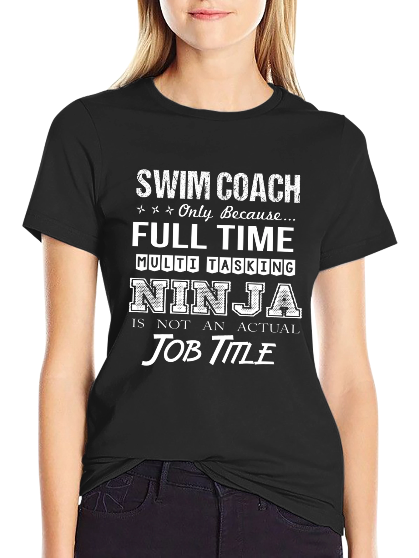 Swim Coach Ninja T-Shirt - Funny Job Title Tee