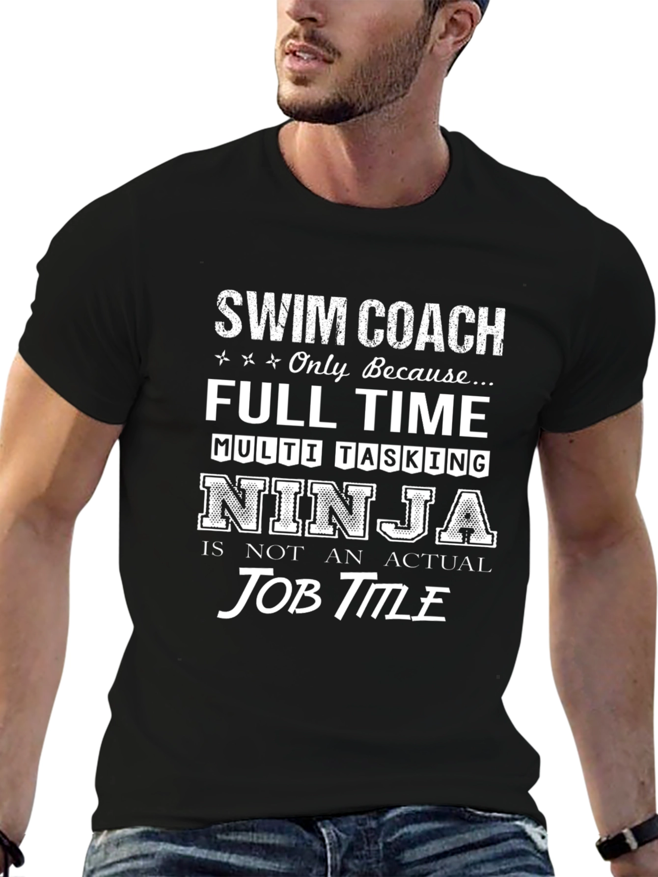 Swim Coach Ninja T-Shirt - Funny Job Title Tee