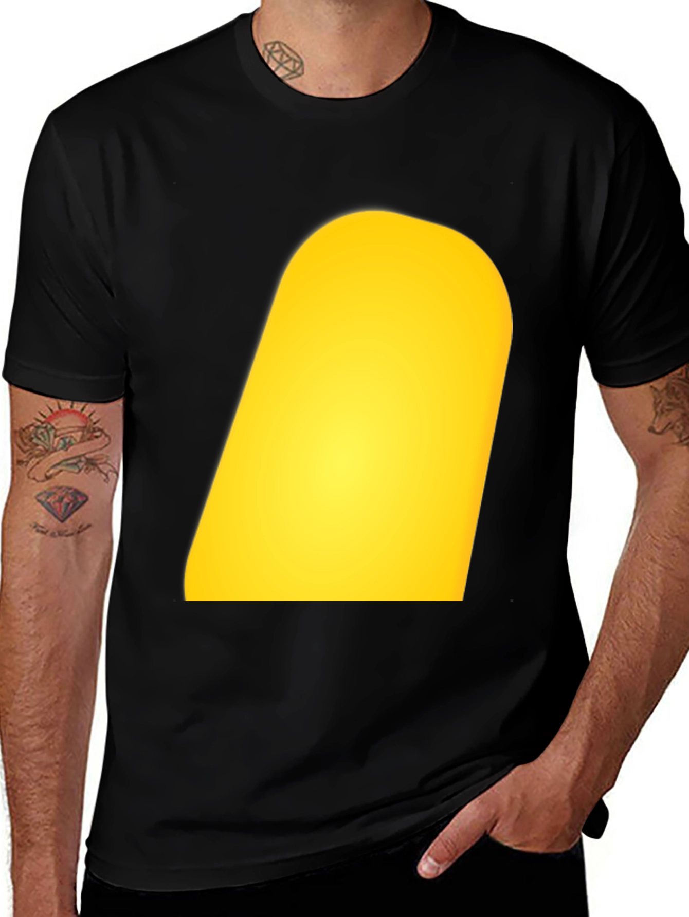 Mens Black T-Shirt with Yellow Design