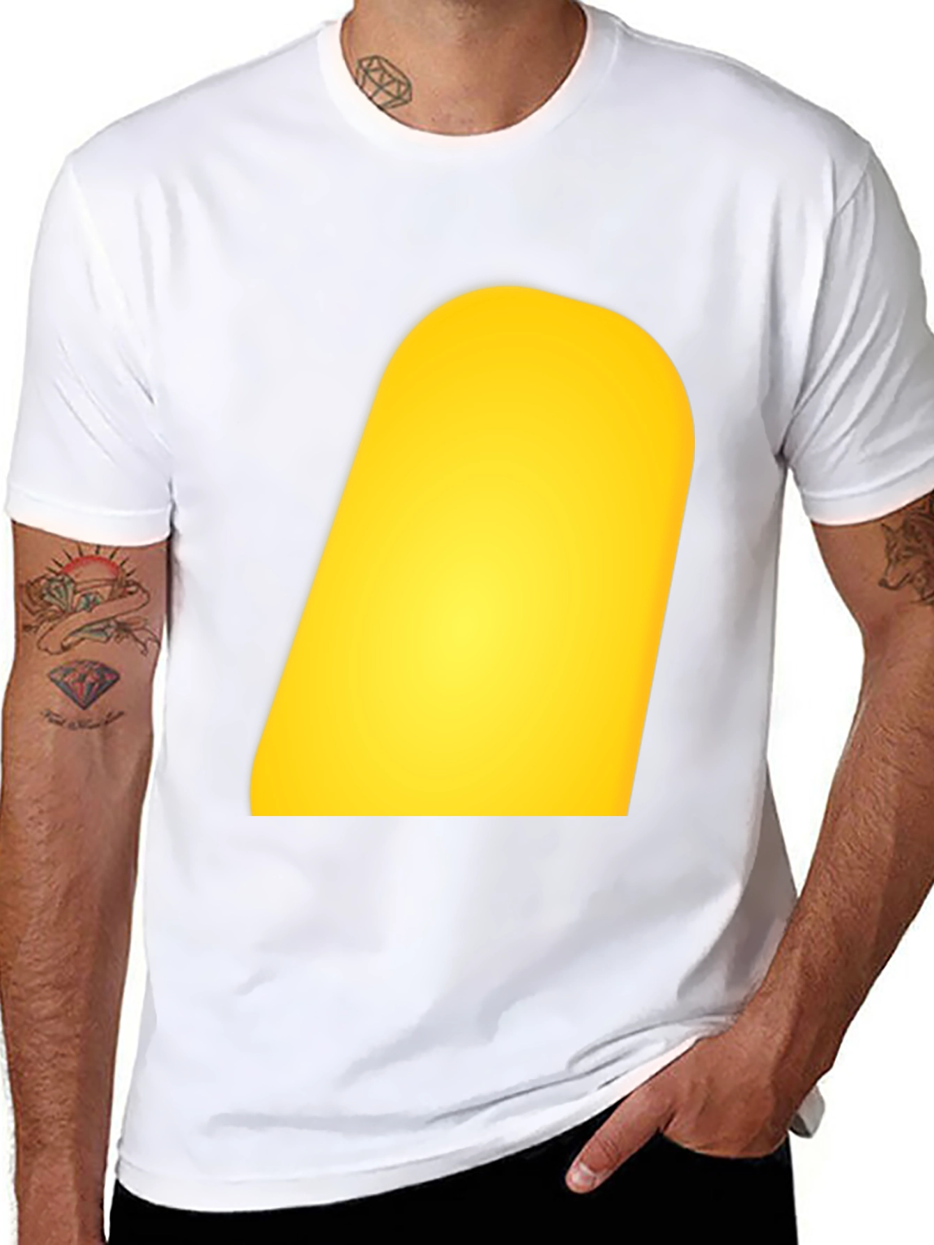 Mens Black T-Shirt with Yellow Design