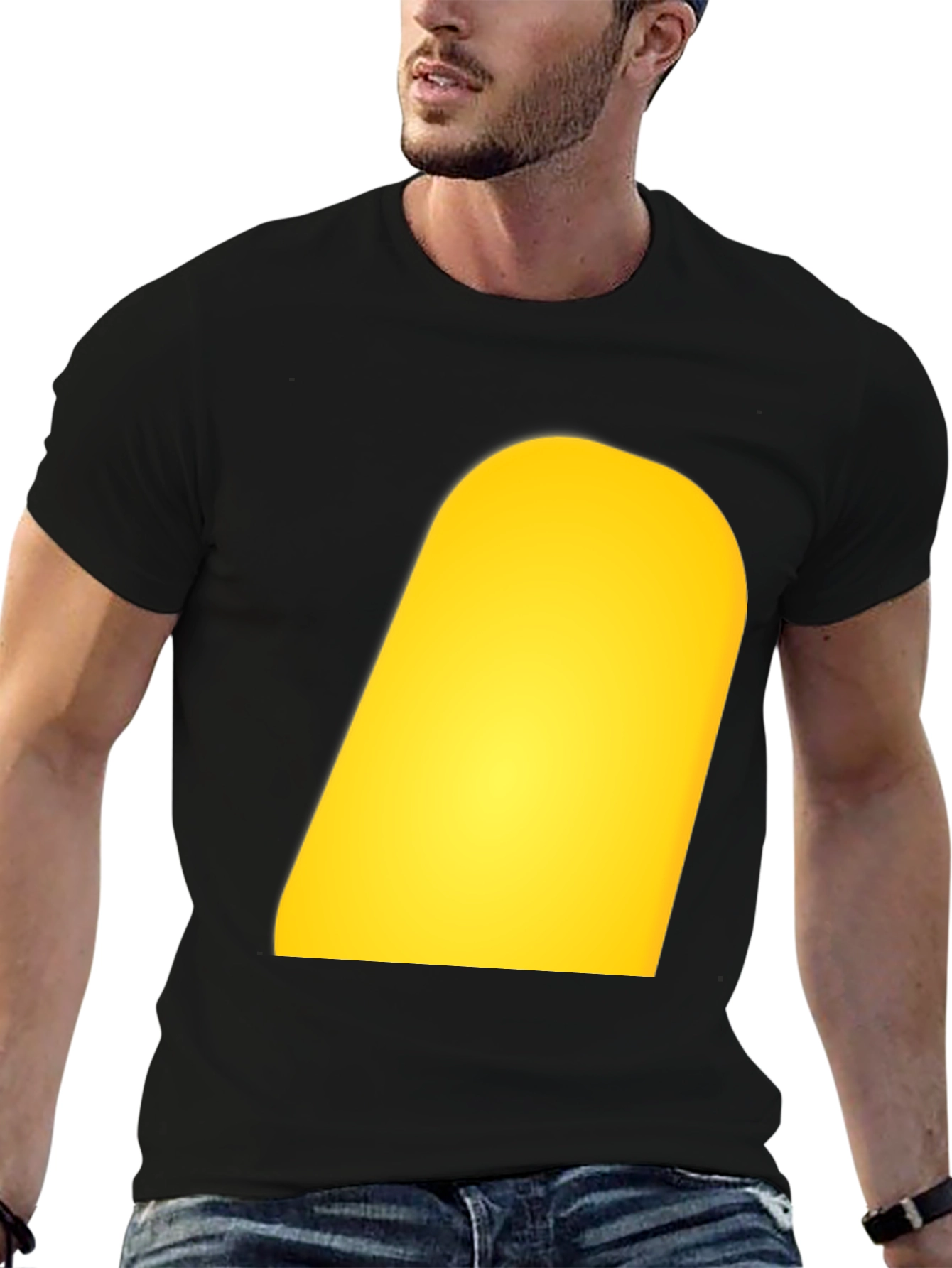 Mens Black T-Shirt with Yellow Design