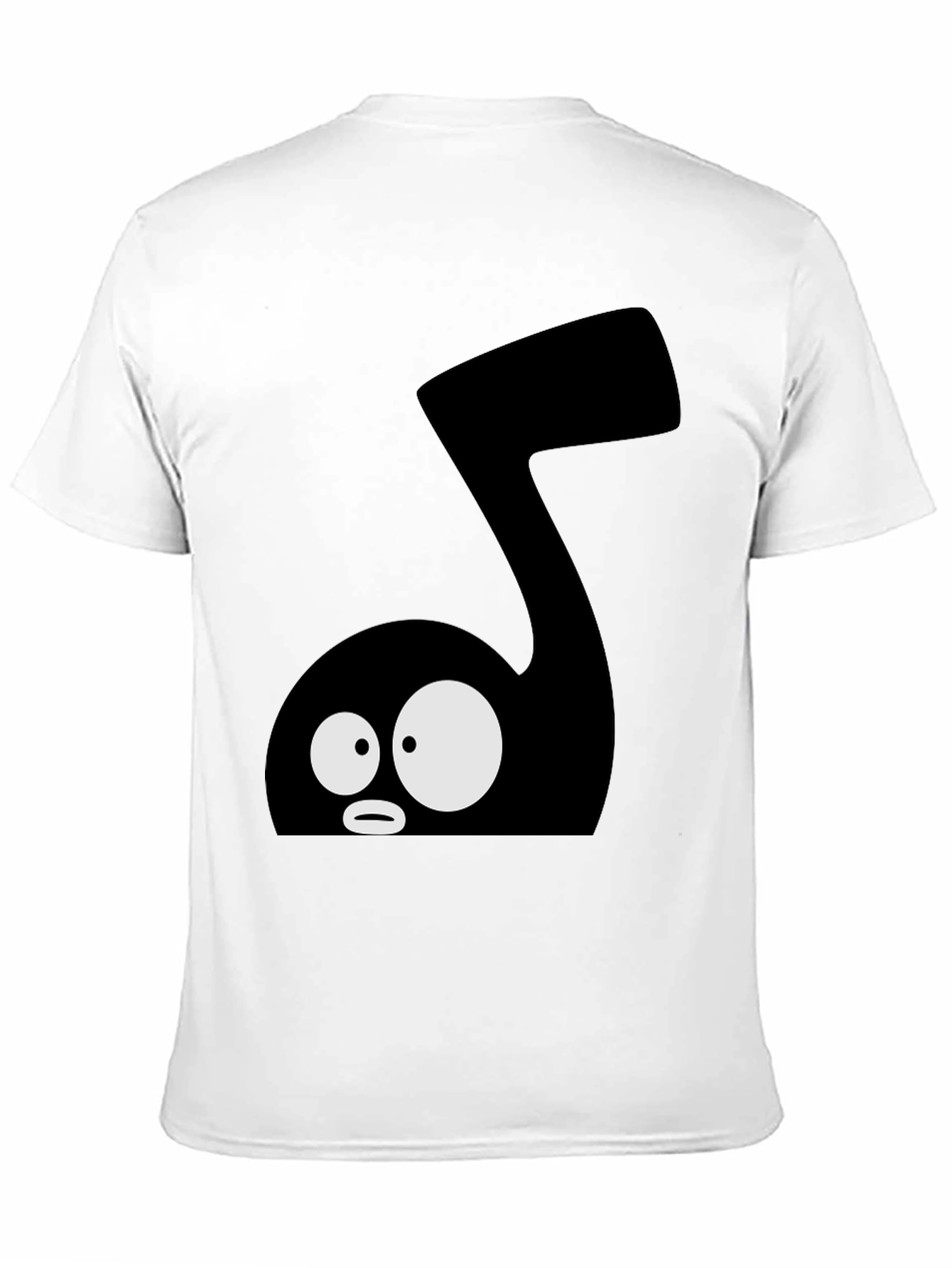 Cartoon Music Note Graphic Tee - Black Cotton T-Shirt