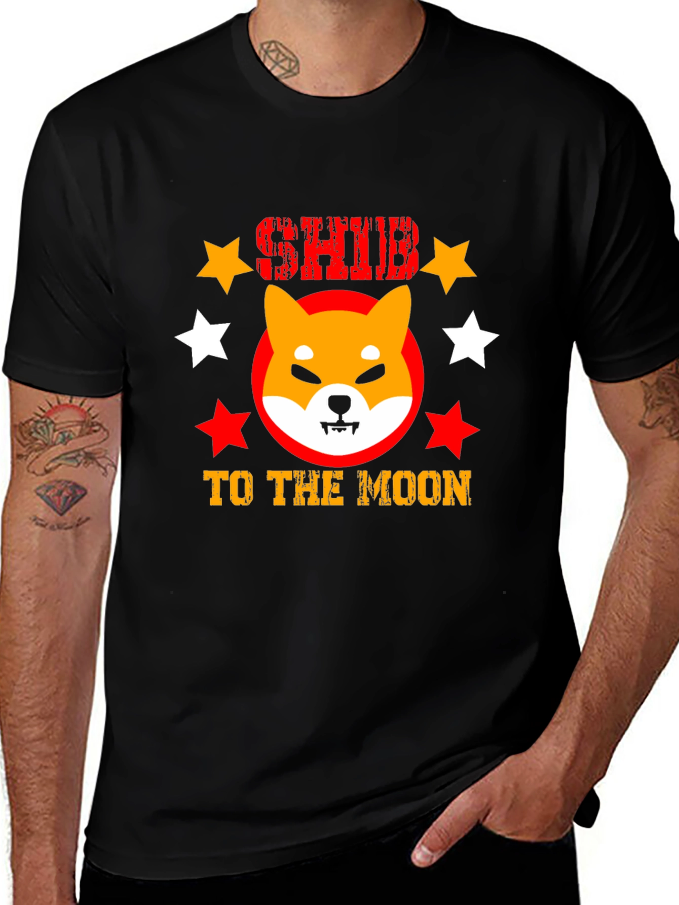 Shiba Inu To The Moon Black Graphic Tee