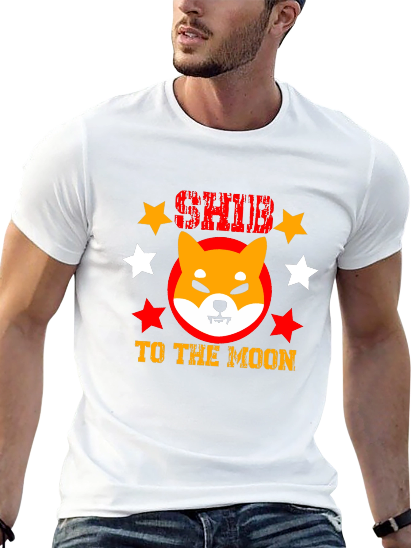 Shiba Inu To The Moon Black Graphic Tee