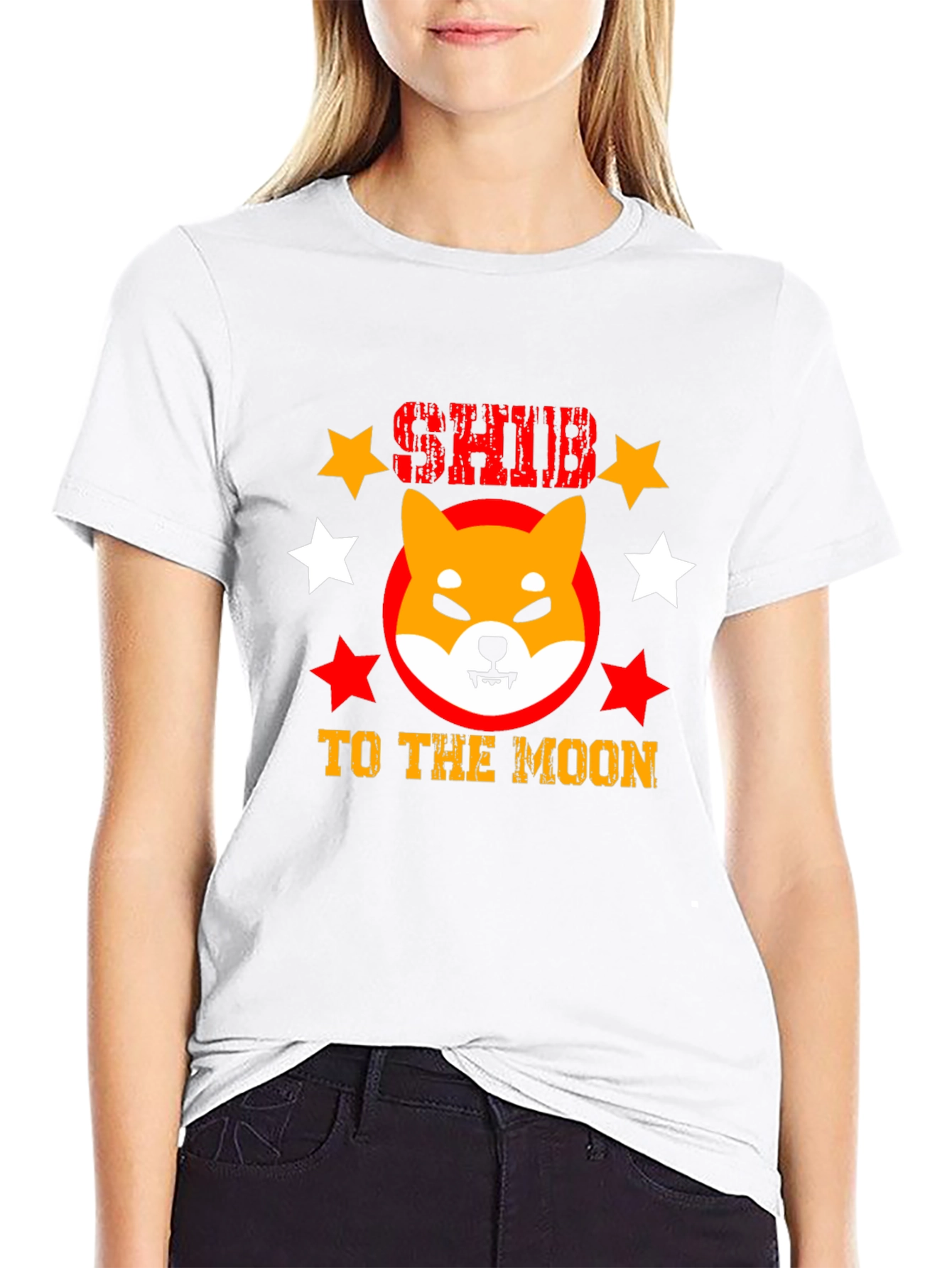 Shiba Inu To The Moon Black Graphic Tee