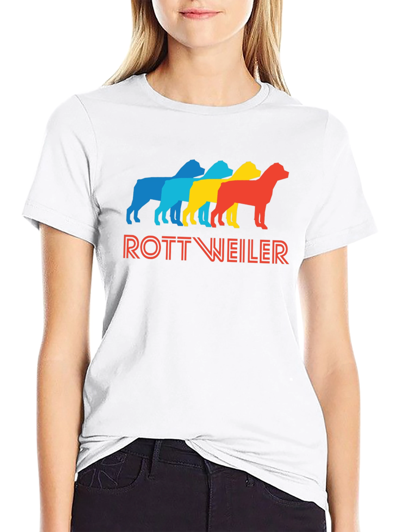 Retro Rottweiler Graphic Tee - Black
