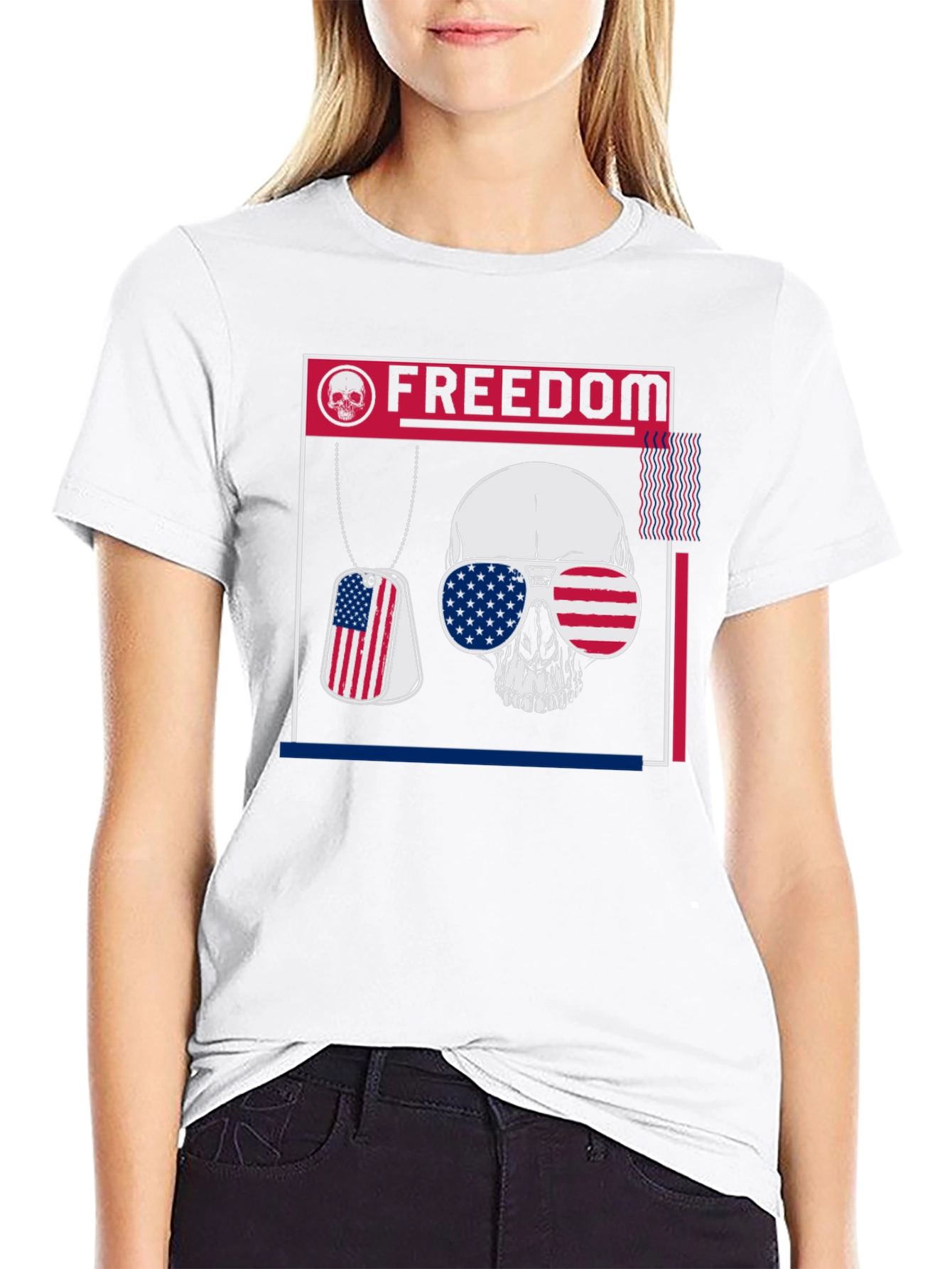 Freedom Skull Graphic T-Shirt