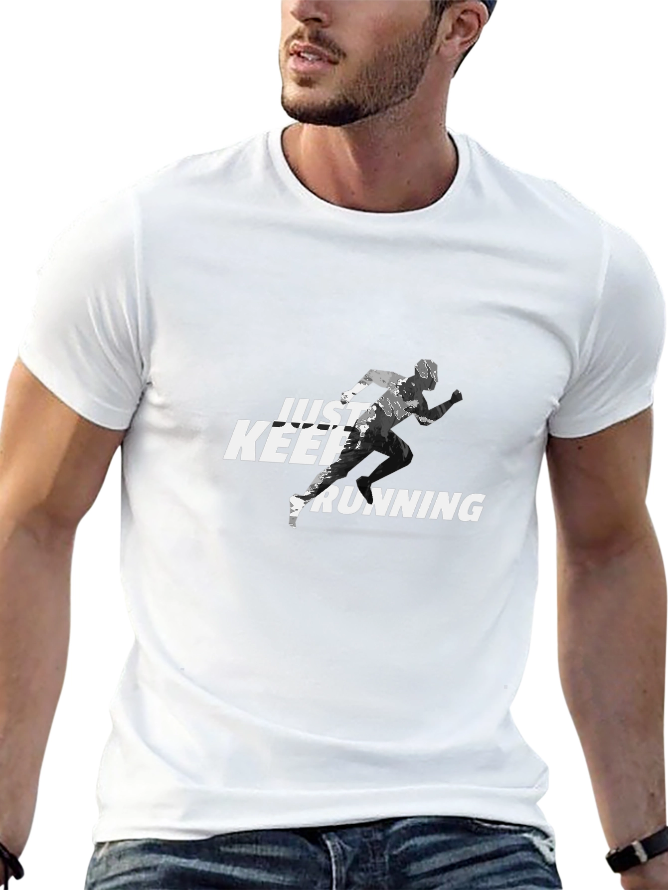 Just Keep Running Graphic Tee - Black