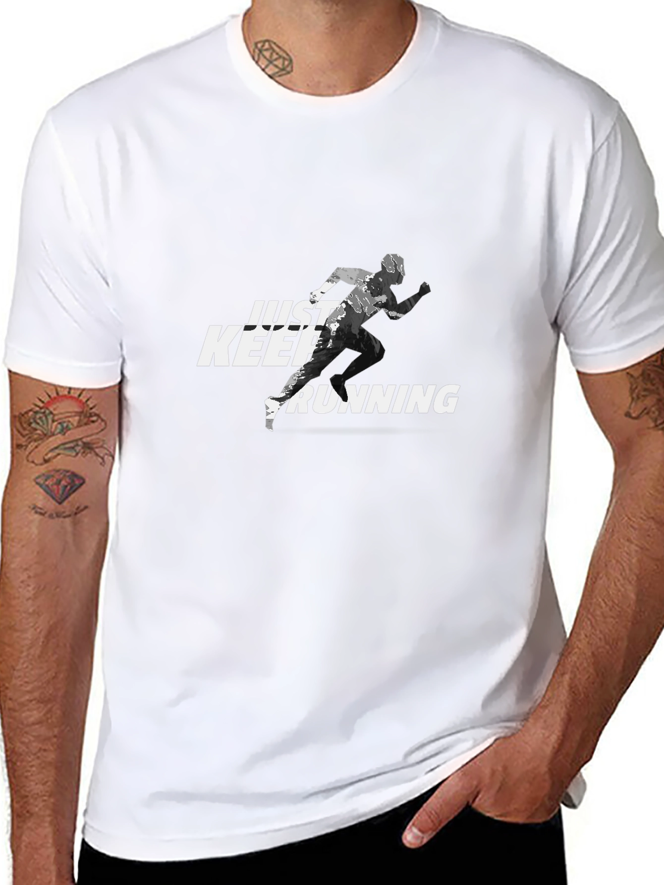 Just Keep Running Graphic Tee - Black
