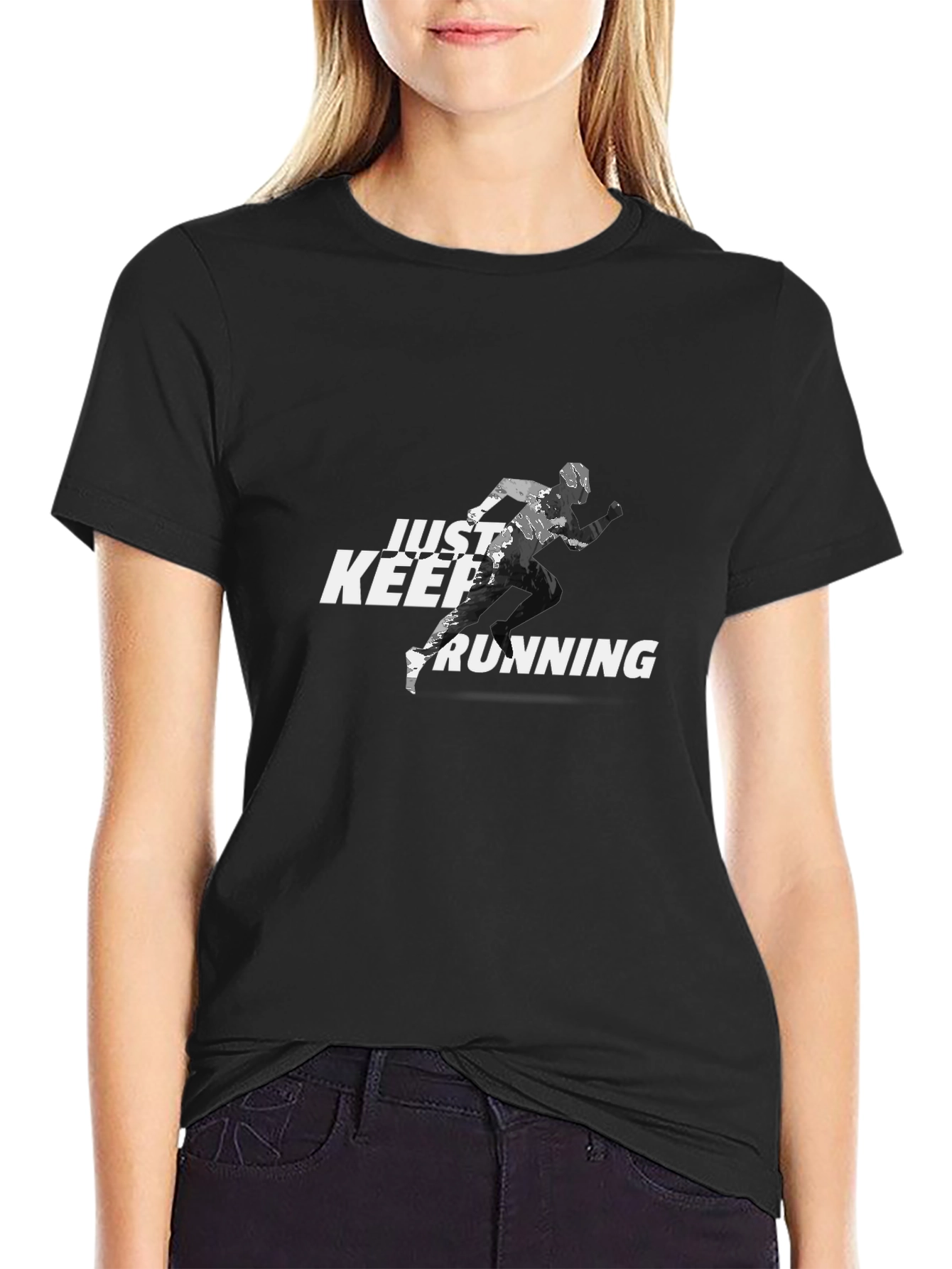 Just Keep Running Graphic Tee - Black