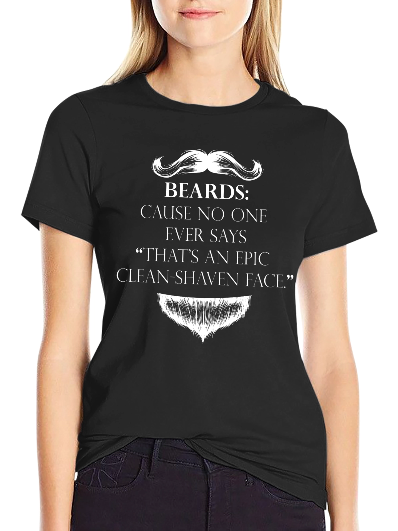Funny Beard Graphic T-Shirt - Epic Clean-Shaven Face