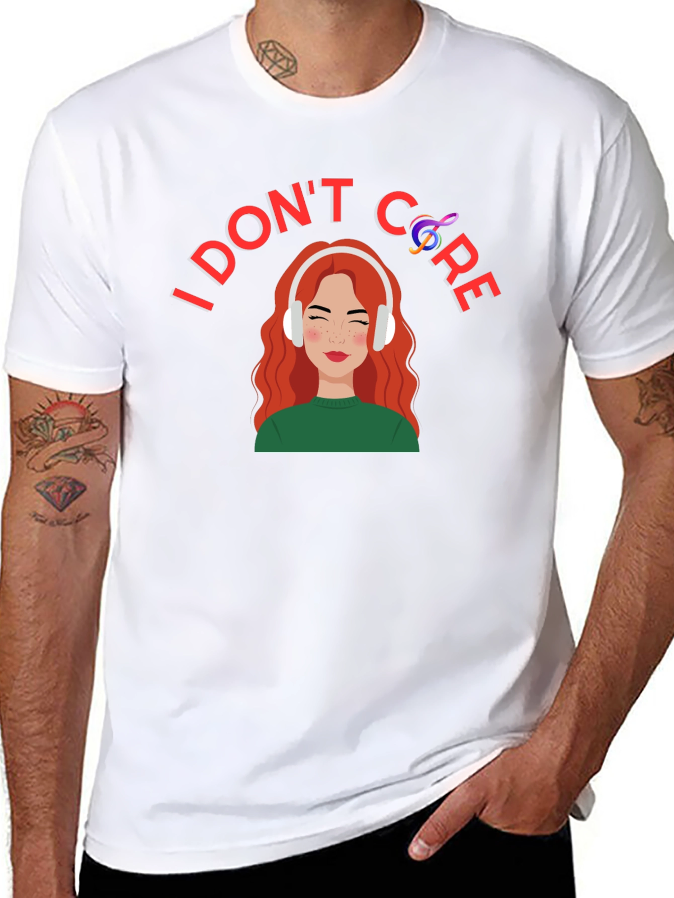 I Dont Care T-Shirt: Music Lover Graphic Tee